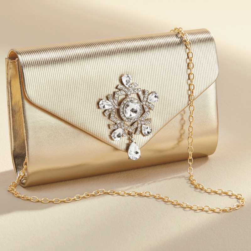 Rhinestone Embellished Evening Bag - MIDNIGHT VELVET CATALOG