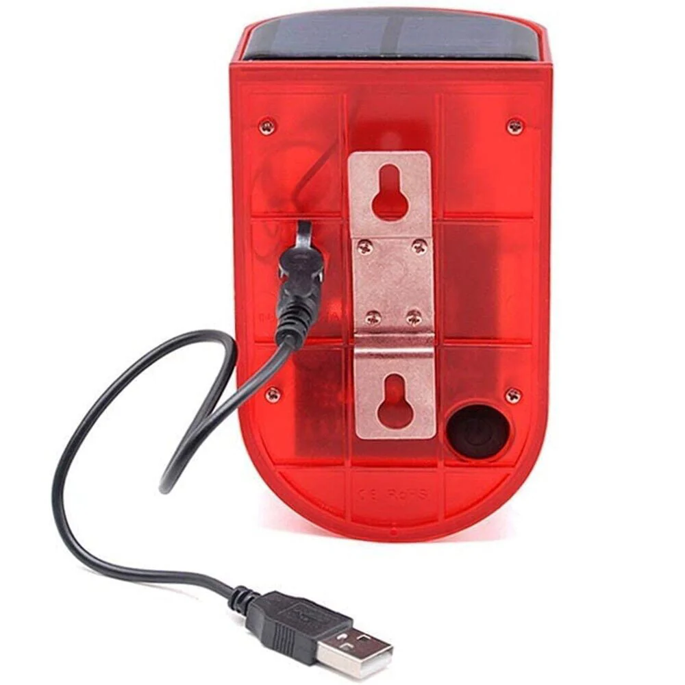 LINKPAL Solar Motion Sensor Detector Siren Sound Alarm LED Warning Strobe Flashing Red Light Security Outdoor Device for Home Warehouse Farm