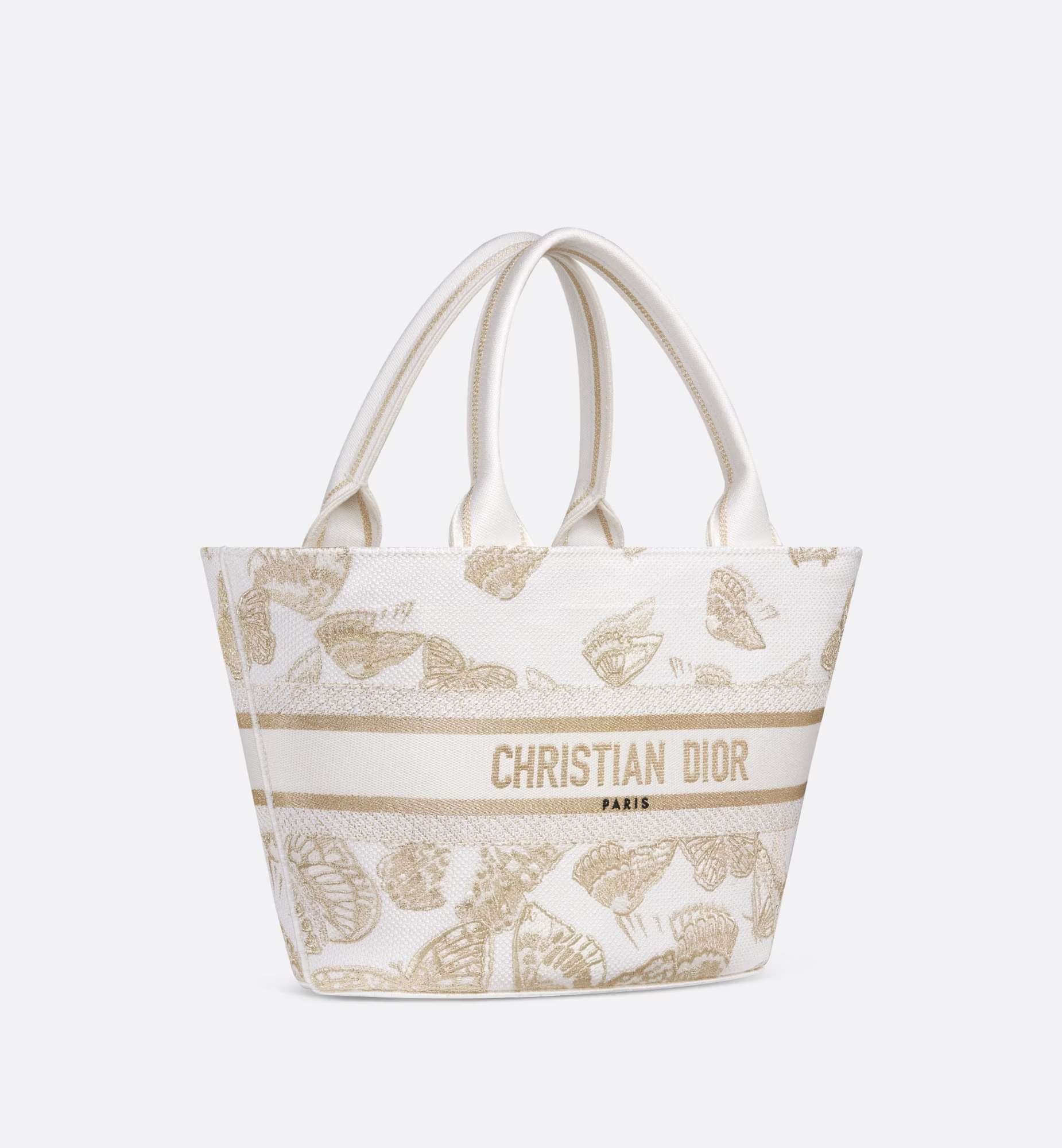 Christian Dior Hat Basket White And Gold-Tone Bag For Women M1328CECH_M01E- 10.5 Inches/ 27 Cm1:1High-quality replica