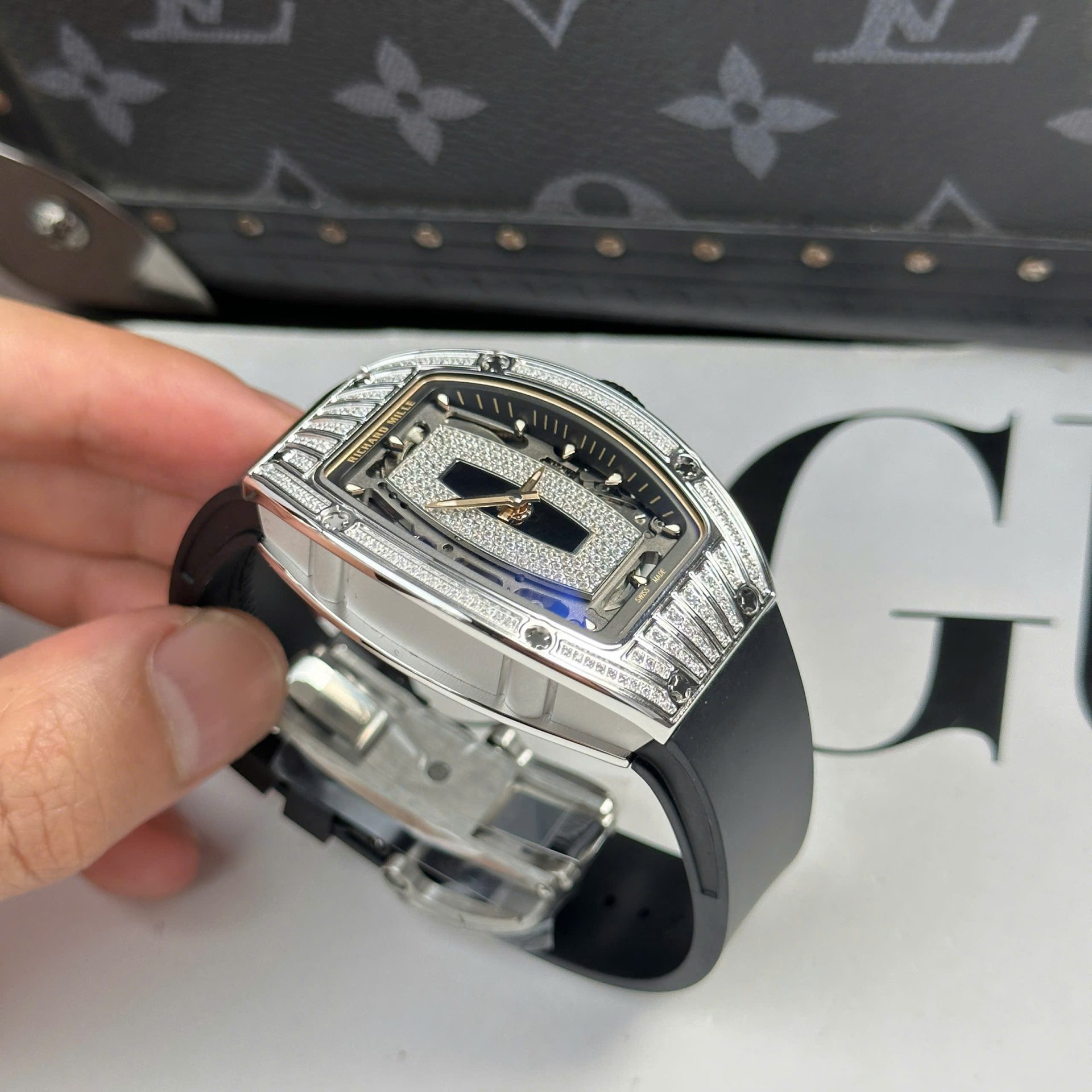 Richard Mille RM07-01 Best Replica Watches Diamonds Black Rubber Strap ZF Factory 36mm - Top club