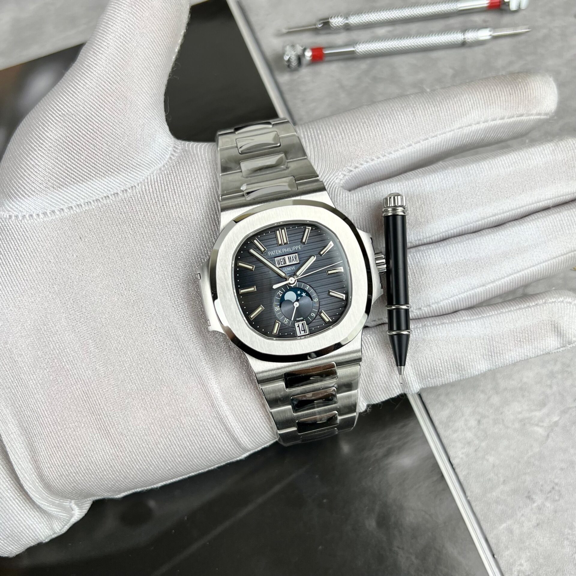 Patek Philippe Nautilus 5726 Replica 11 Watch Blue Purple Dial PPF V2 40.5mm - Elite Watch Atelier
