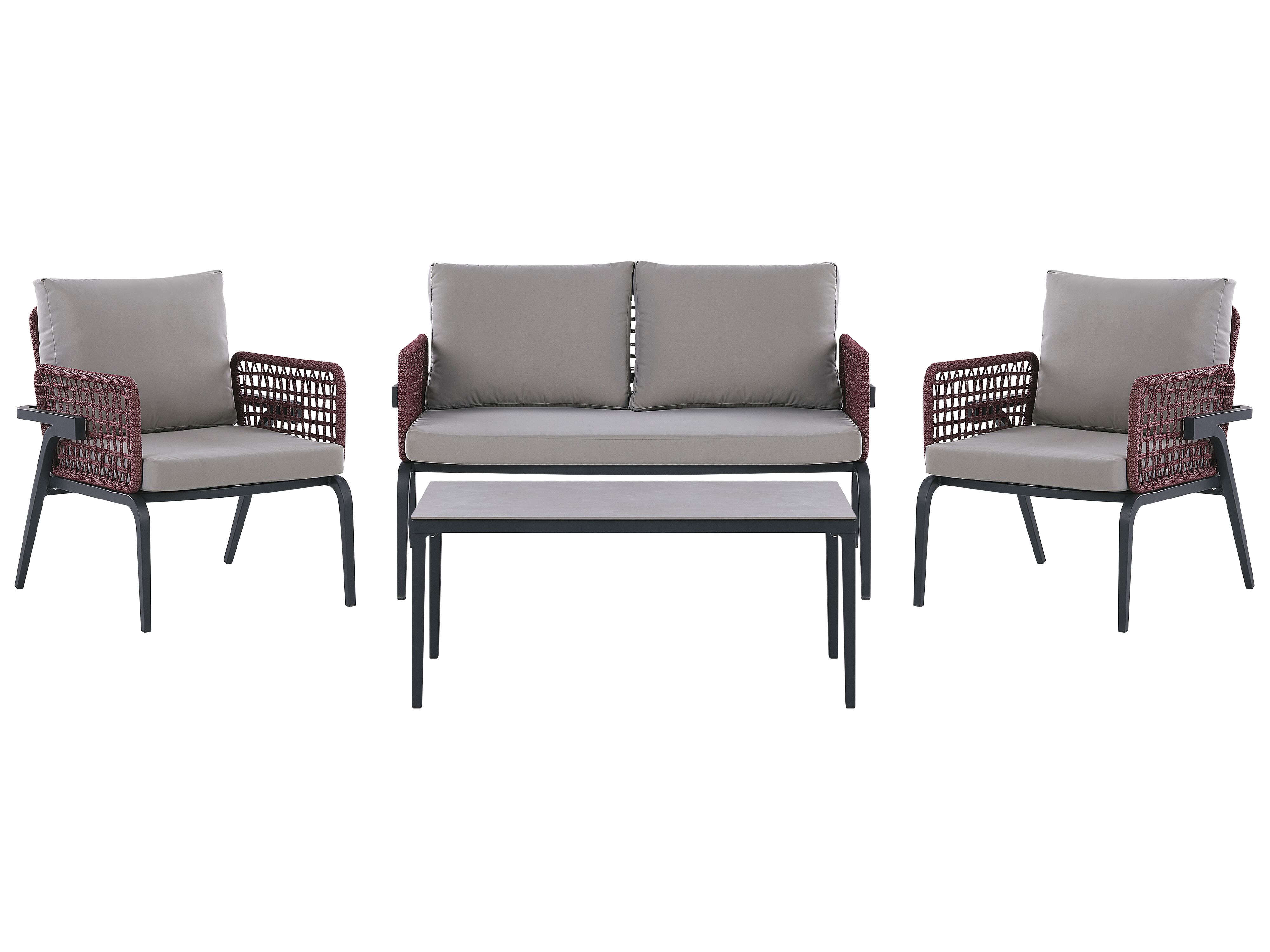 Garden Lounge Set with Table 4 Seater SCIACCA Metal Grey