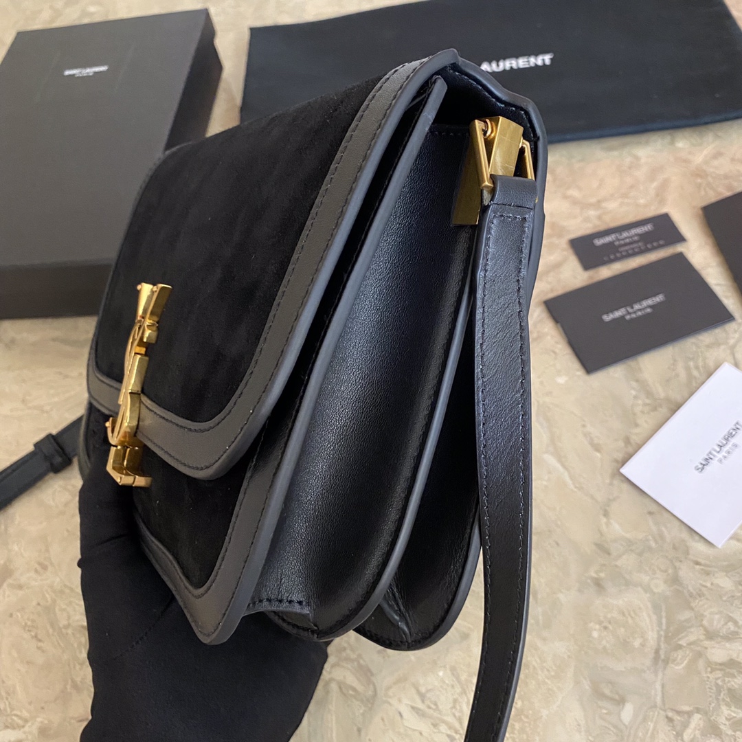 SOLFERINO MEDIUM SOFT SATCHEL IN SUEDE AND SMOOTH LEATHER