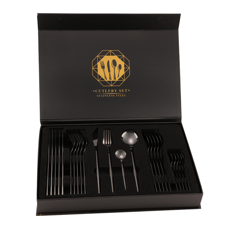 Factory Price Portable Cutlery Set 24 Pieces Stainless Steel Flatware Luxury Cutlery Spoon Fork and Knife Set With Fancy Box
