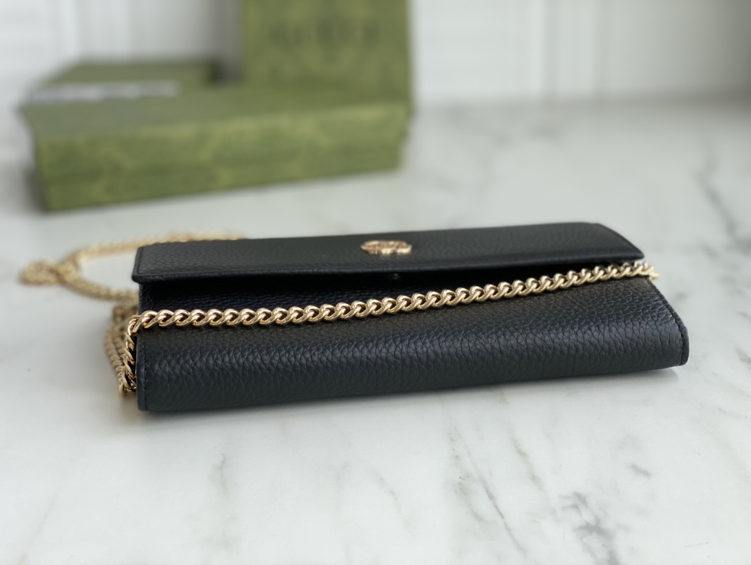 Replica Gucci Marmont Chain Wallet Beige/Black1:1High-quality replica