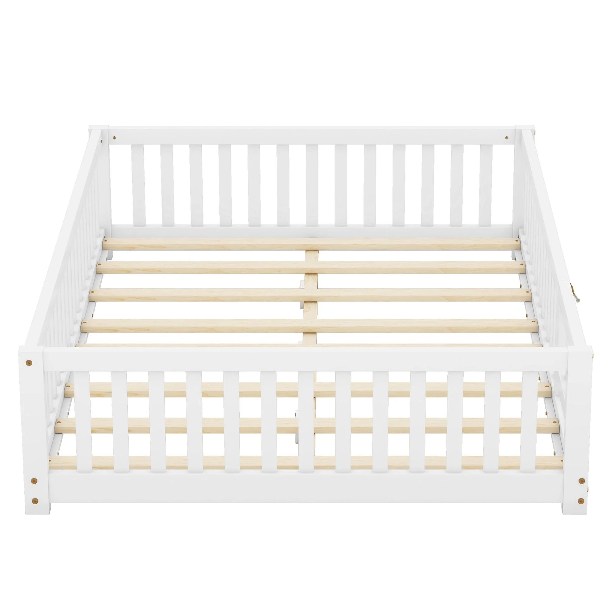 Bellemave Full Size Floor Bed with Door and Fence Floor Bed with Bed Slats Sturdy Wood Floor Bed Montessori Bed Frame (Full, Pink) - Image 37
