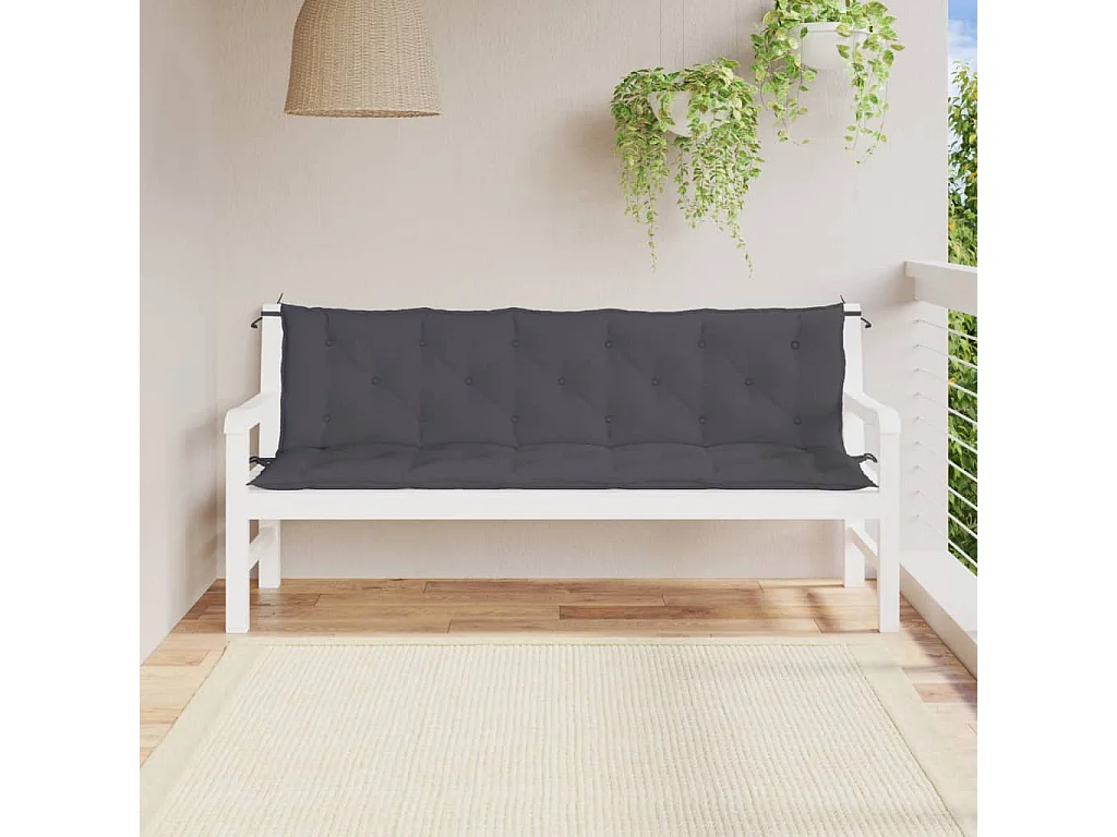 Coussins de banc de jardin lot de 2 anthracite tissu Oxford