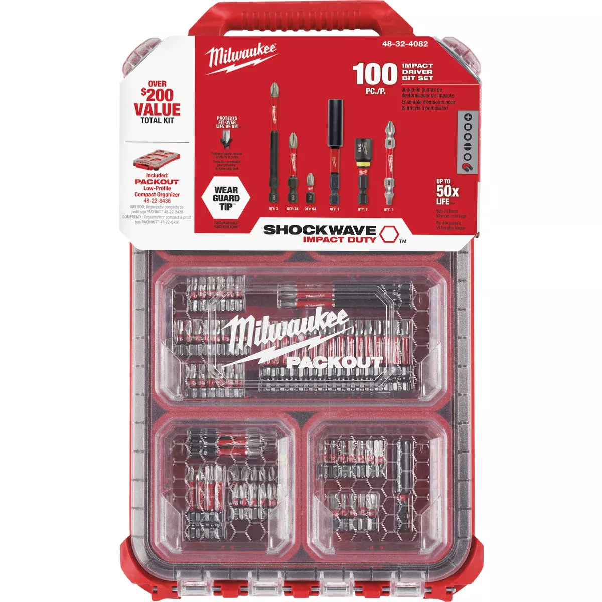 Milwaukee SHOCKWAVE PACKOUT Impact Screwdriver Bit Set (100-Piece)