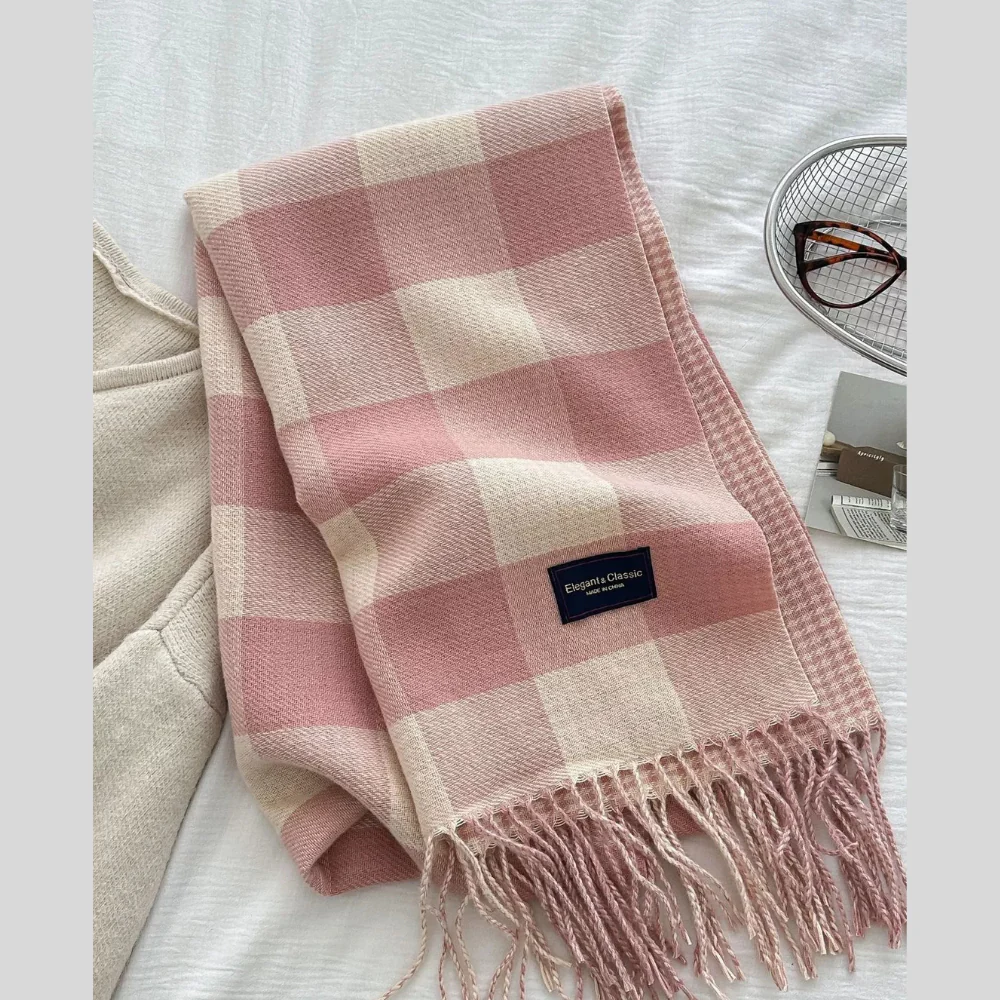 Plaid Tassel Winter Scarf - ZKZOOK