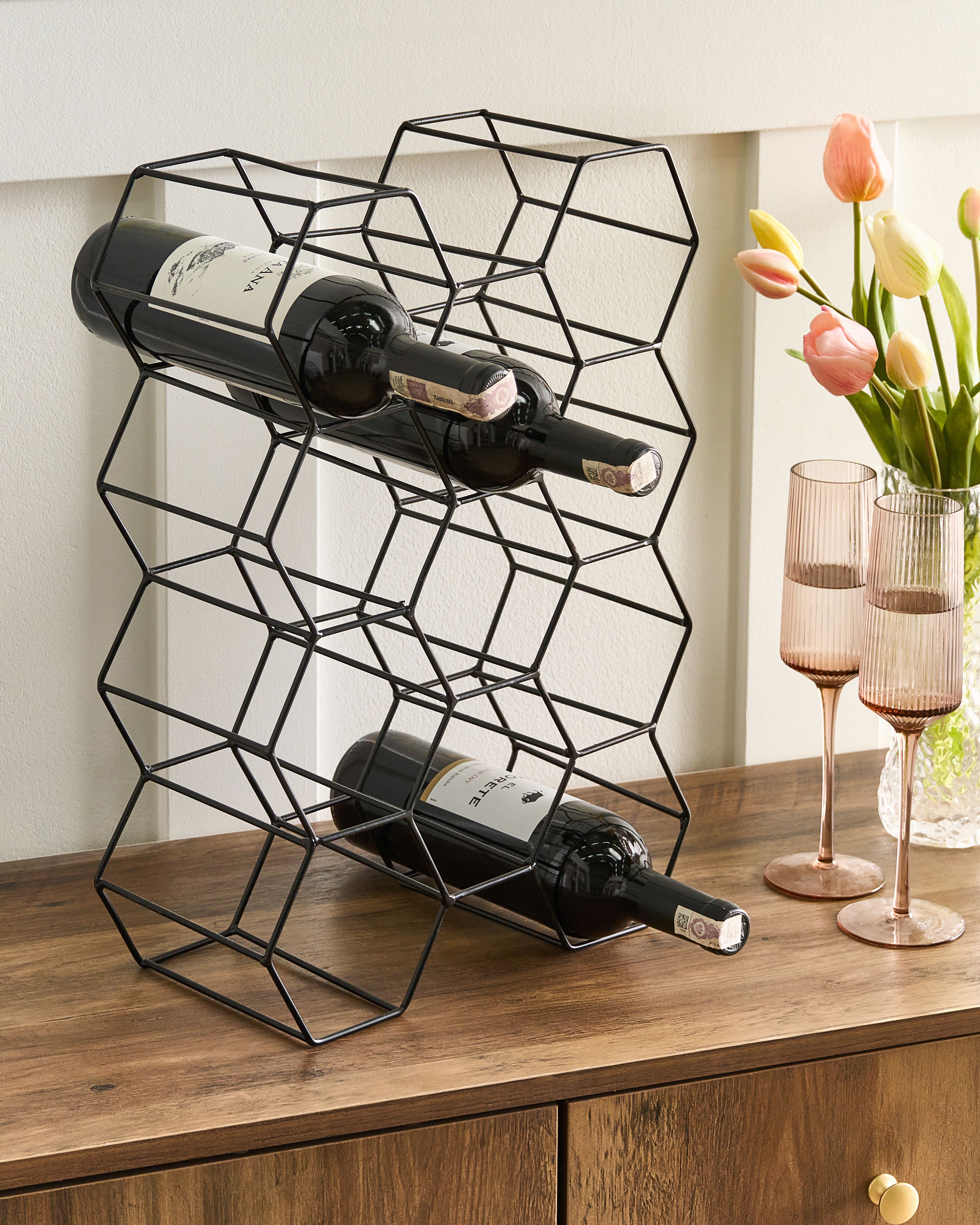 Wine Rack TRALEE Metal Black
