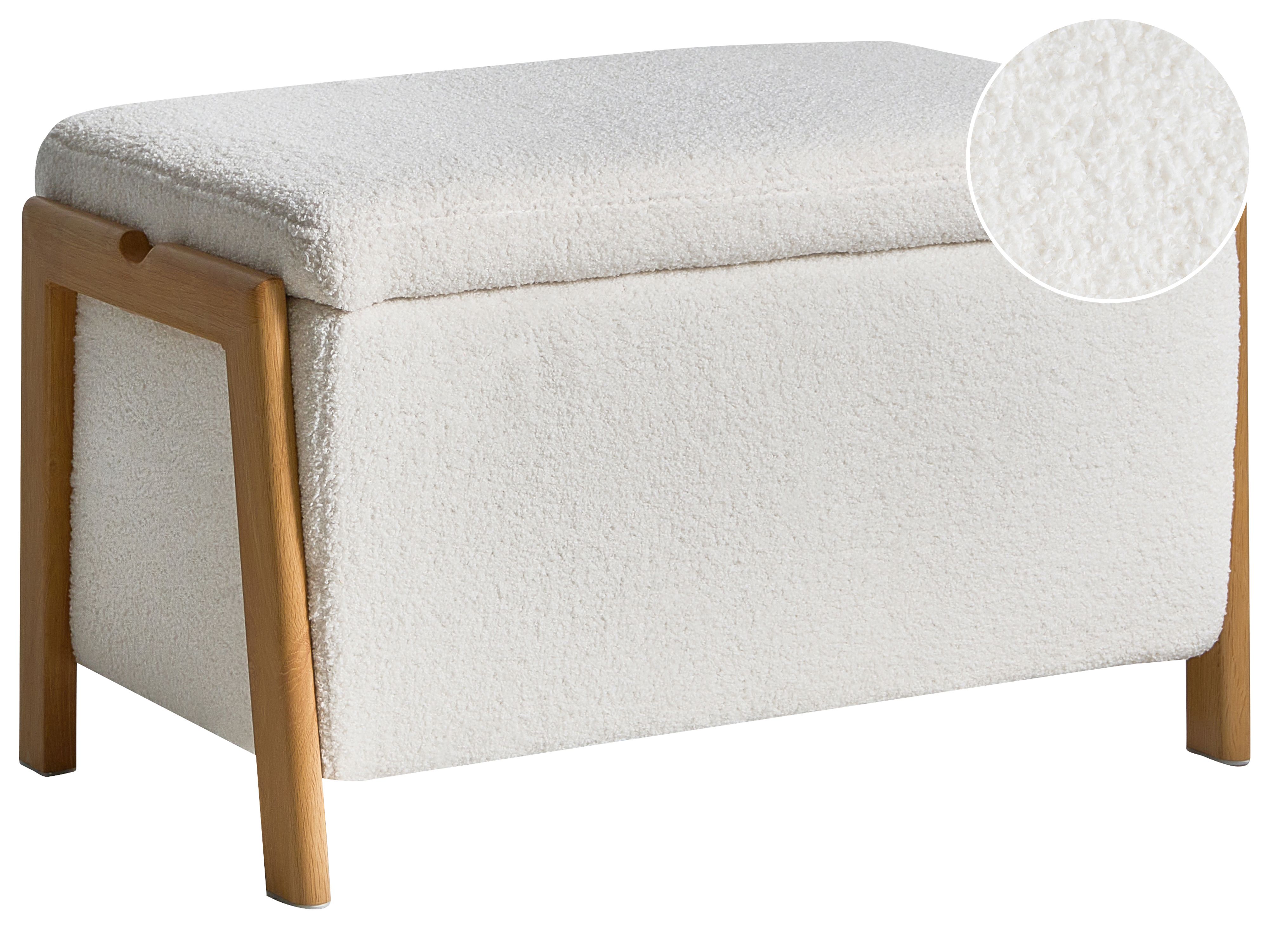 Upholstered Storage Bench EDLAND Boucle White