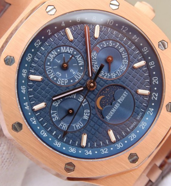 Replica Audemars Piguet JF Royal Oak 41mm 26574 RG Blue Dial Leather Strap A5134 - Elite Watch Atelier