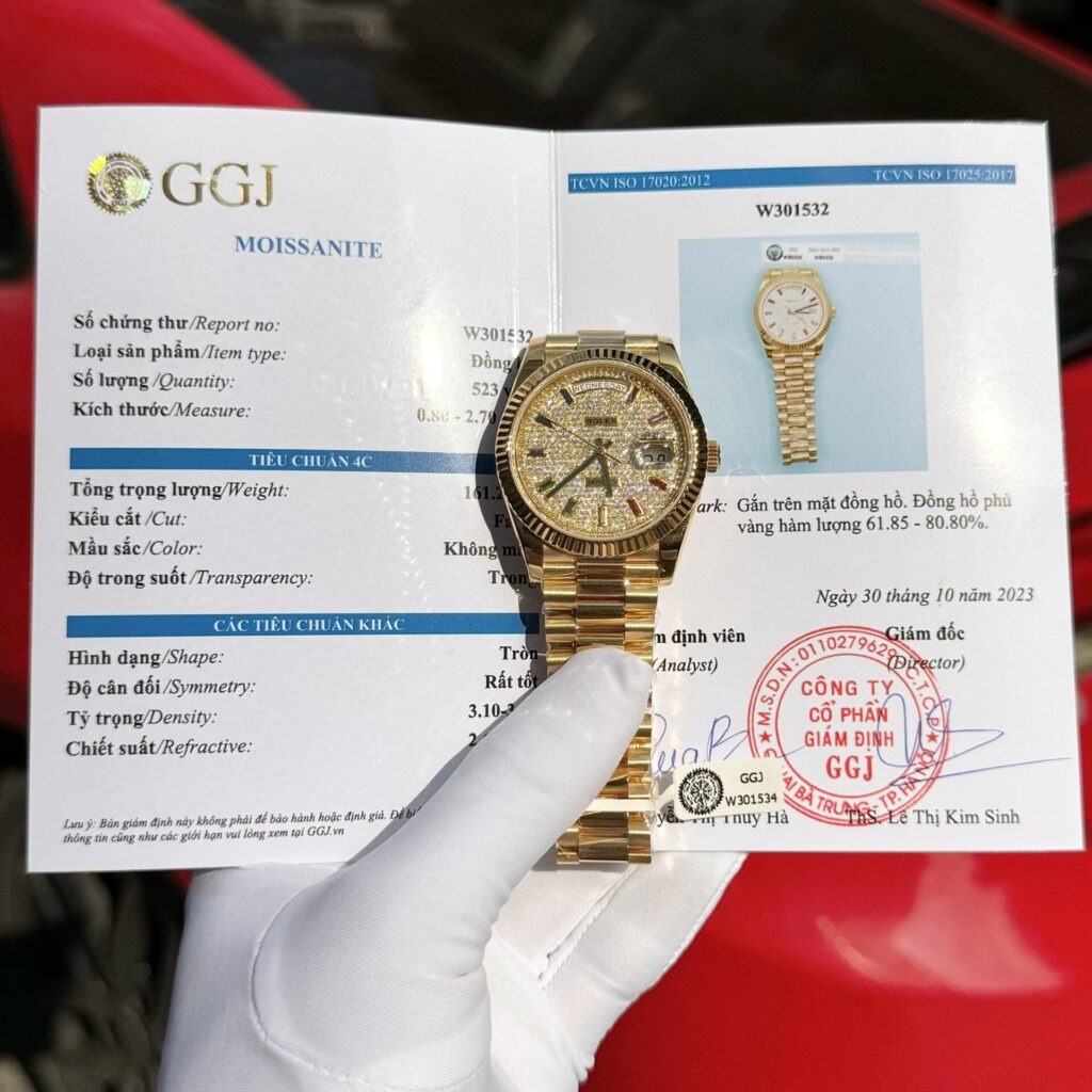 Rolex Day-Date Solid Gold Wrapped Replica Watch With Moissanite 40mm - Elite Watch Atelier