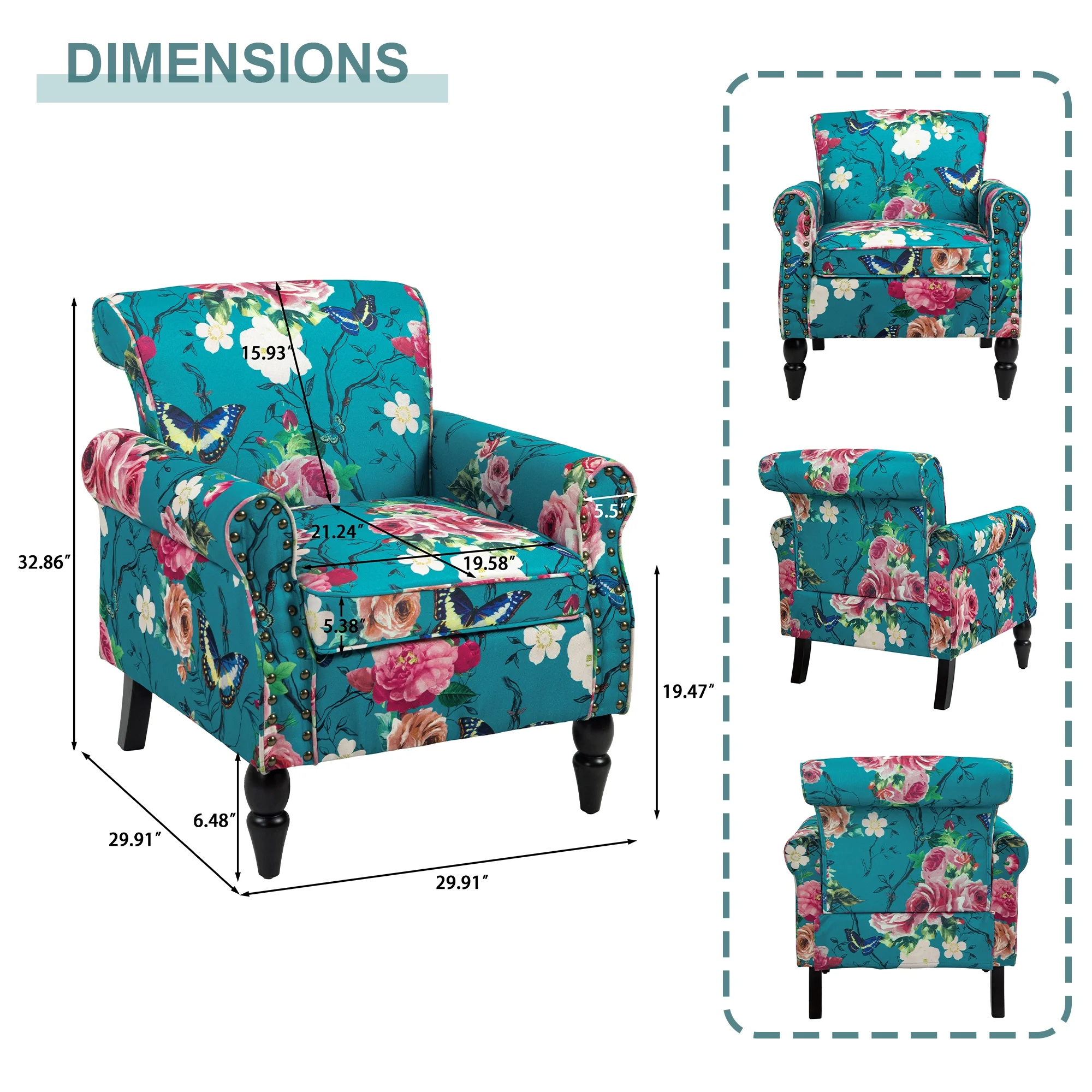 DREAMSIDEA Accent Chairs Upholstered Pattern Morden Armchair Comfy Linen Fabric Single Sofa for Living Room, Pattern White - Image 34