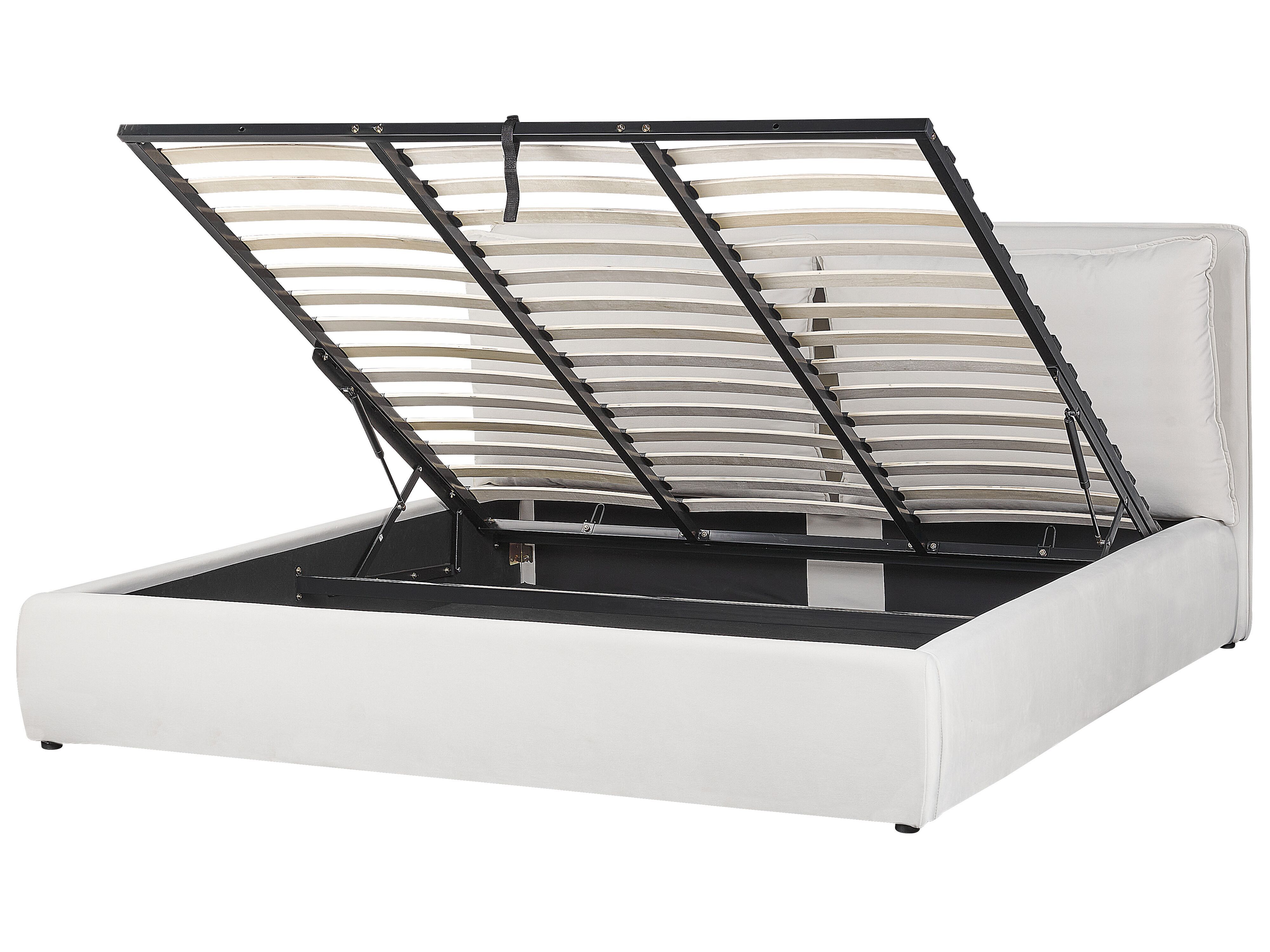 Ottoman Bed Velvet BAJONNA 180 x 200 cm (EU Super King) Off-White