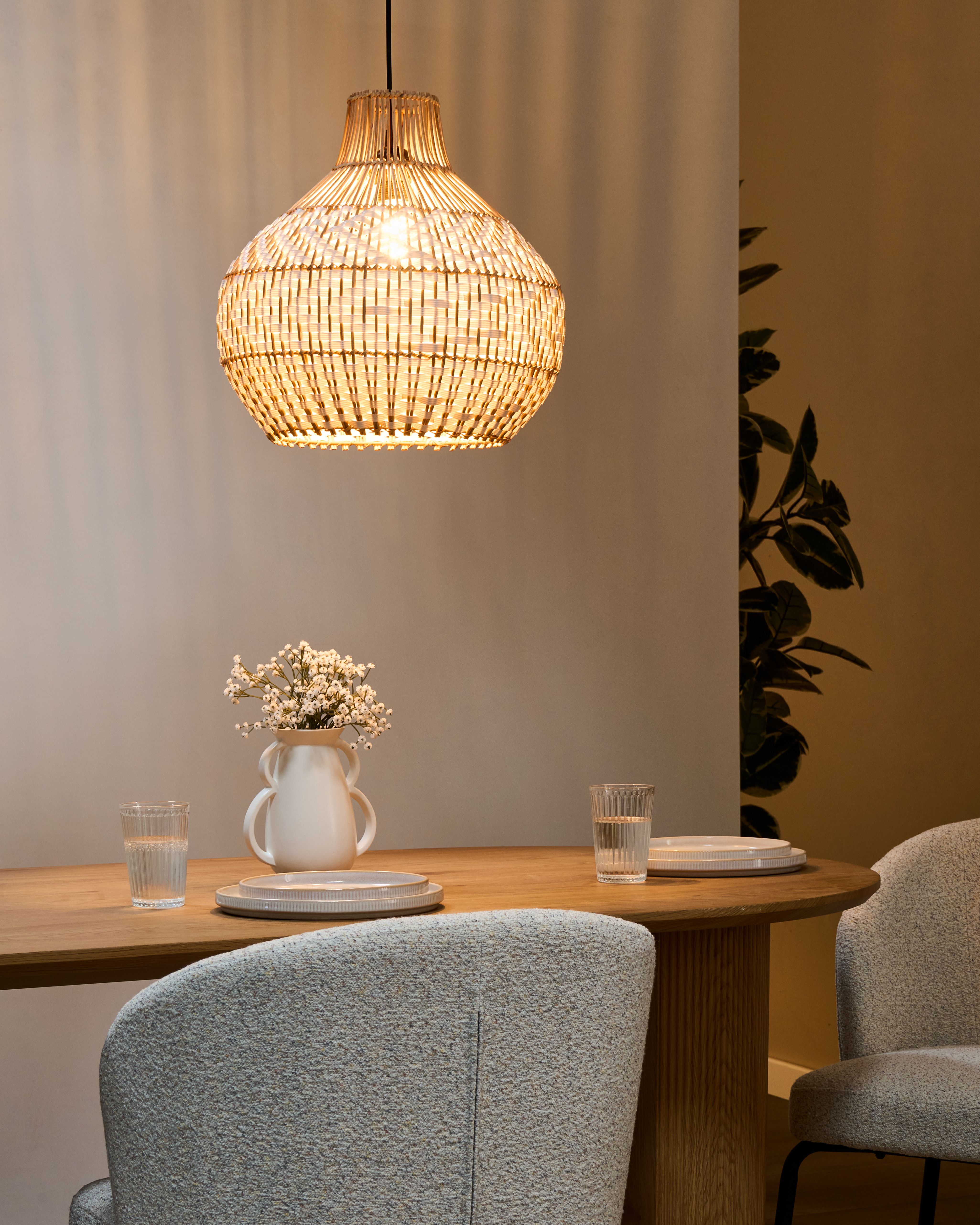 Pendant Lamp YAUCO Rattan White