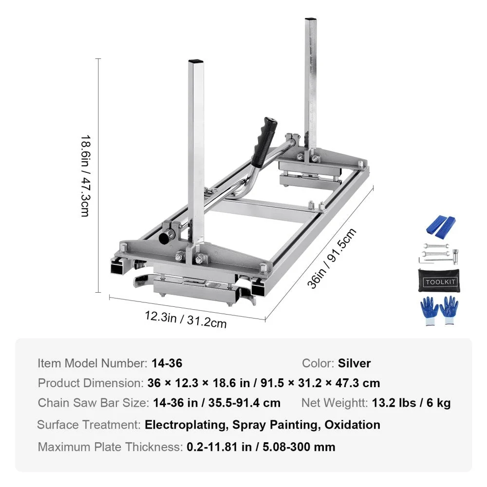 VEVOR Chainsaw Mill, Galvanized Steel, 14-36 in Guide Bar, 0.2-11.81 in Cutting Thickness - Image 4 VEVOR Chainsaw Mill, Galvanized Steel, 14-36 in Guide Bar, 0.2-11.81 in Cutting Thickness - Image 4