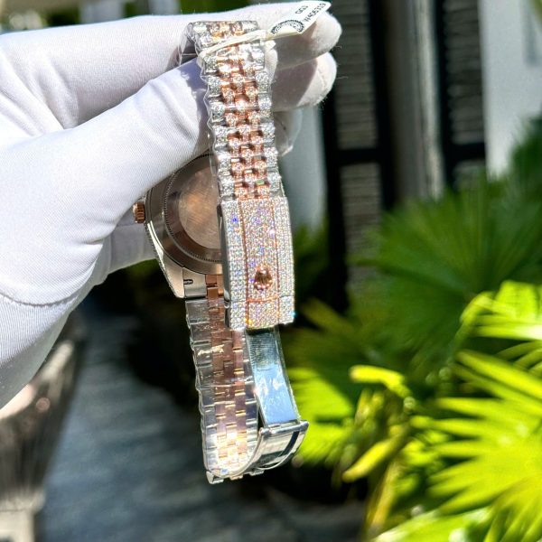 Rolex DateJust Replica Watch Custom Gold Wrapped + Moissanite Diamonds Hong Kong 41mm - Elite Watch Atelier