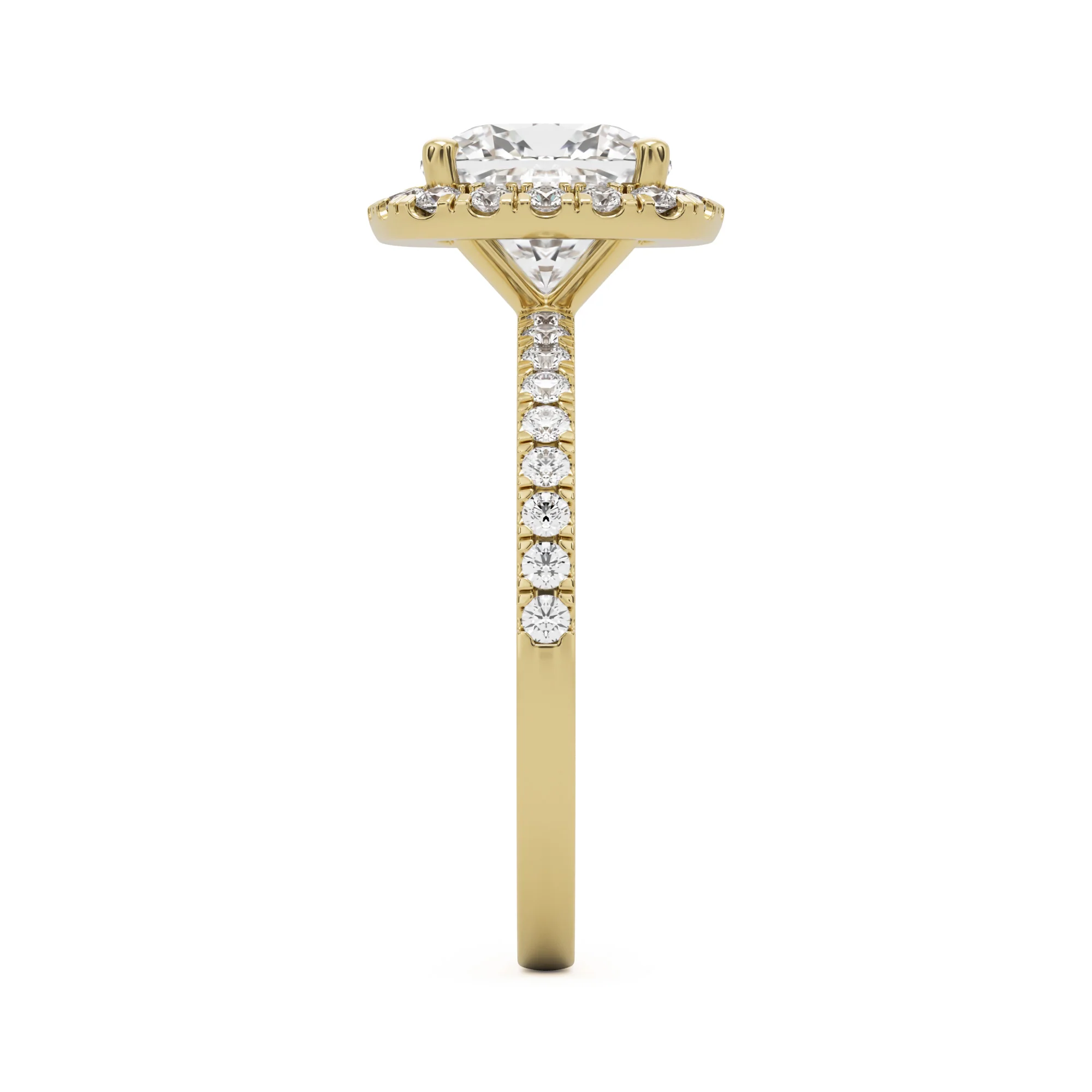 The Elongated Cushion Halo Pavé