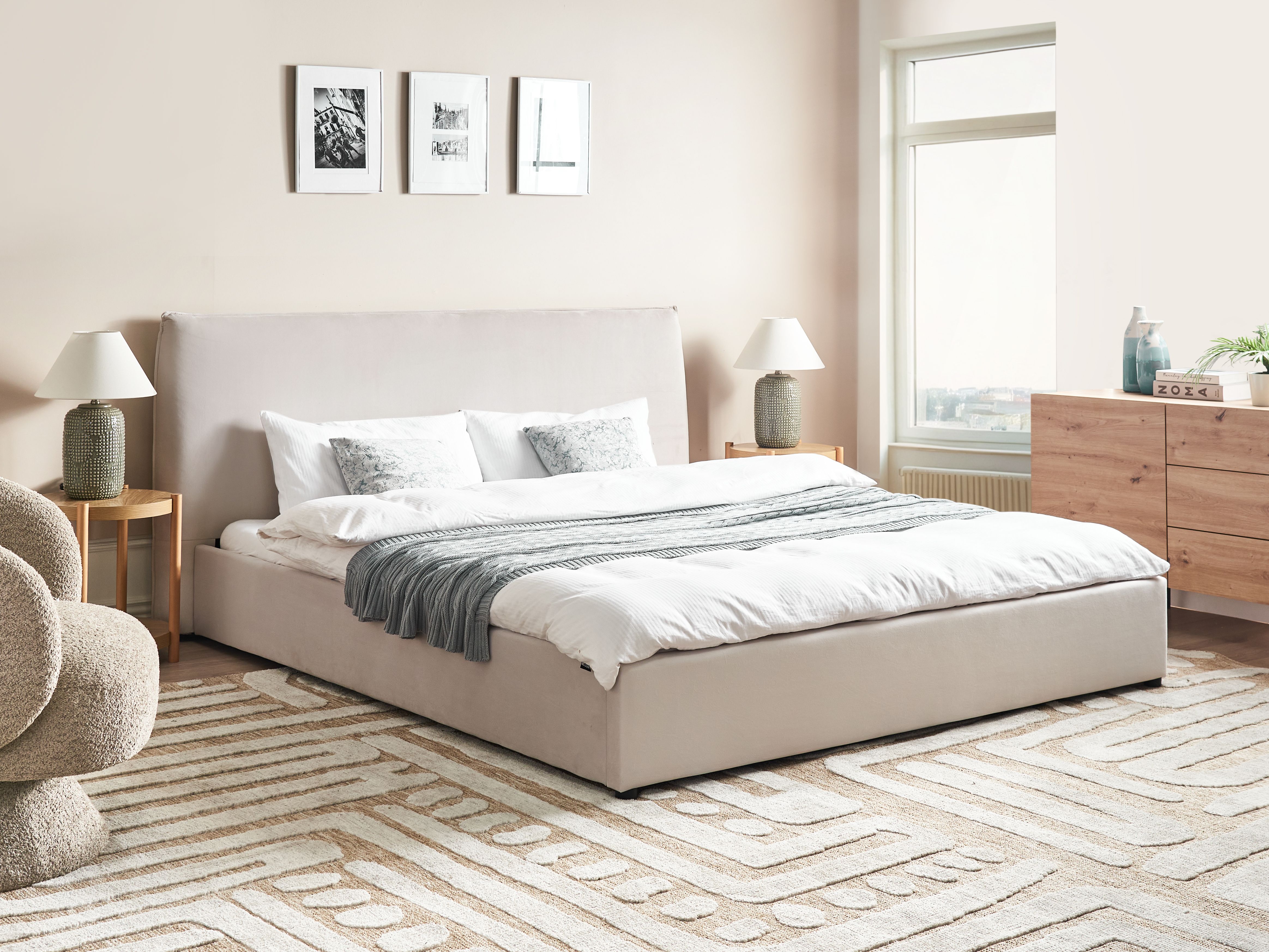 Waterbed Velvet LAVAUR 180 x 200 cm (EU Super King) Off-White