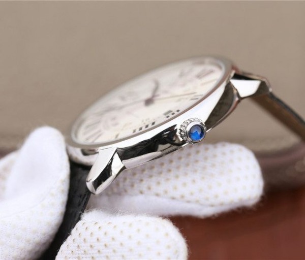 Replica Cartier ZF Ronde de Cartier 42mm White Dial Leather Strap MIYOTA 9015 - Top club