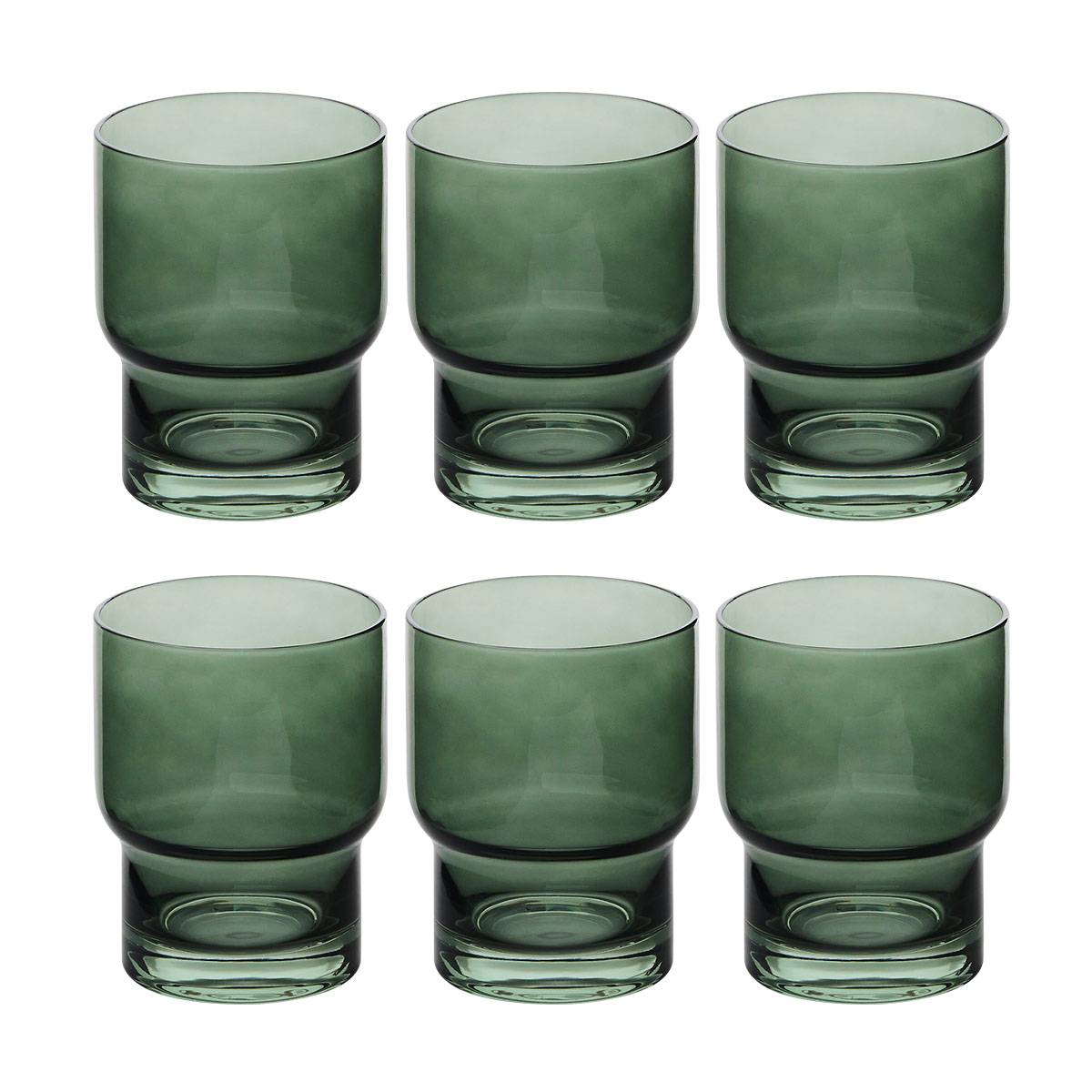 Set of 6 low tumblers "Ella" Glass, Green