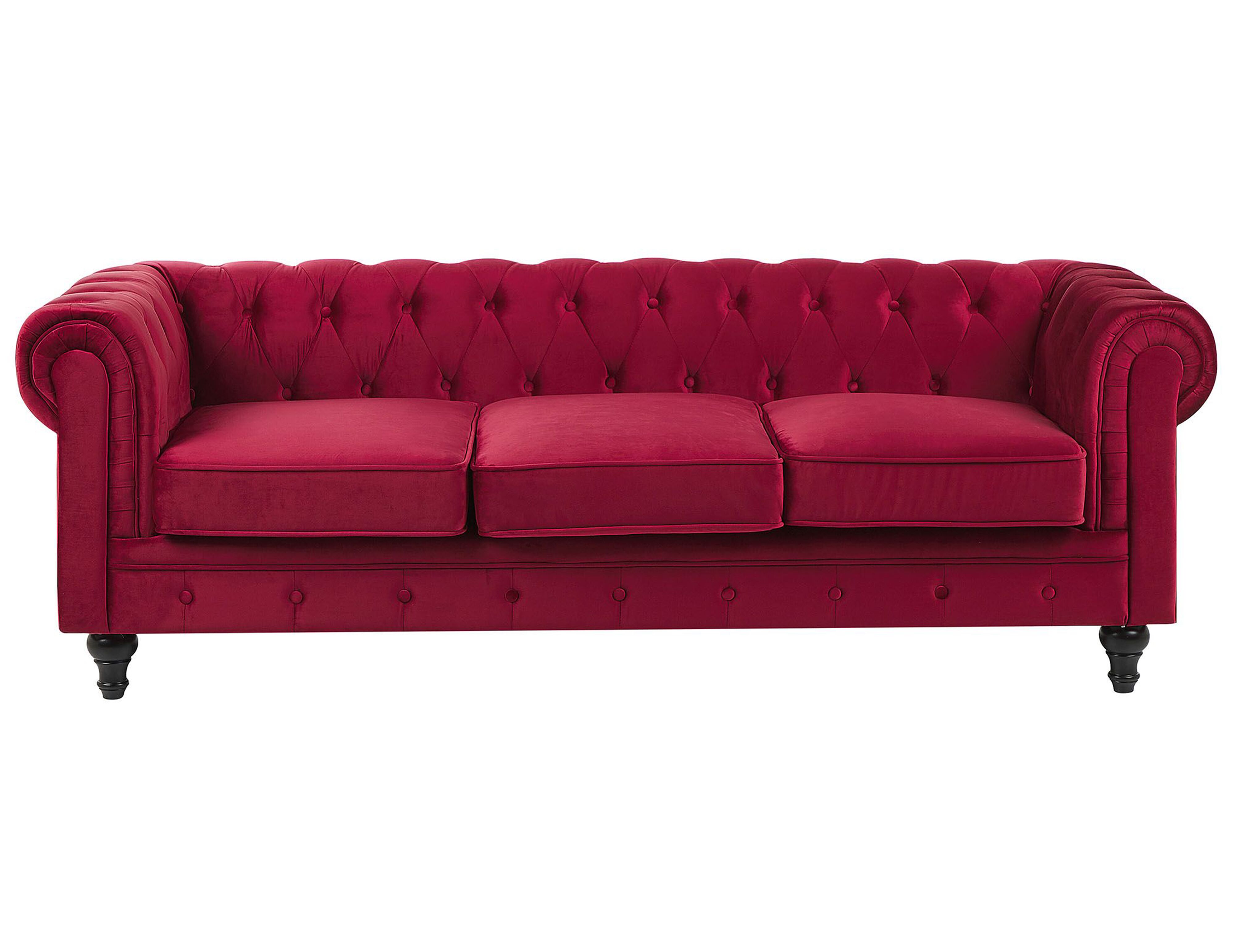 Sofa 3 Seater CHESTERFIELD Velvet Dark Red