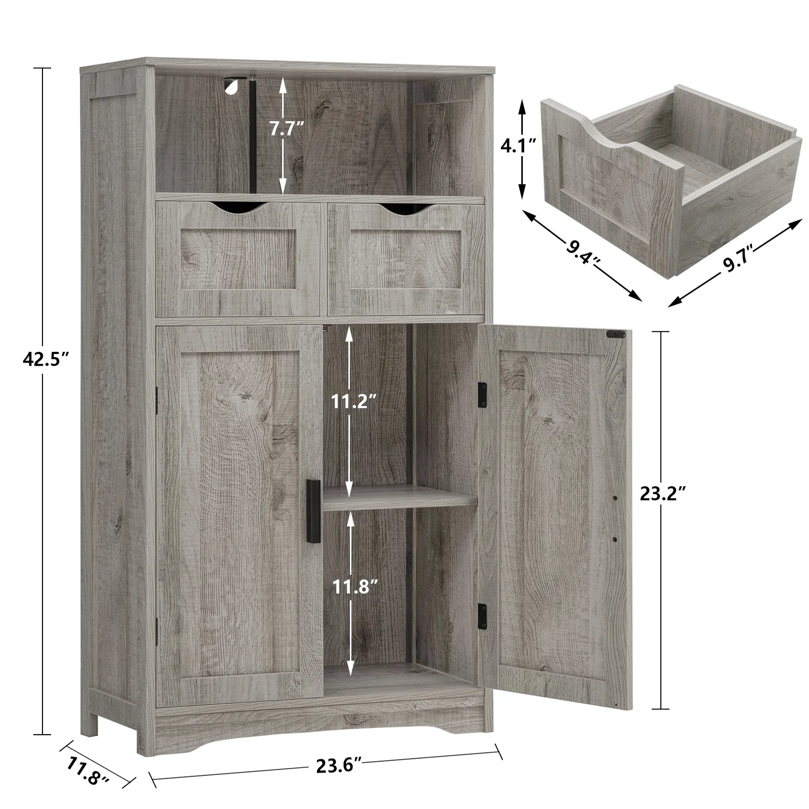 FANGSUM Rattan Storage Cabinet with 2 Drawers & 2 Shelves, Floor Cabinet for Living Room - Image 40
