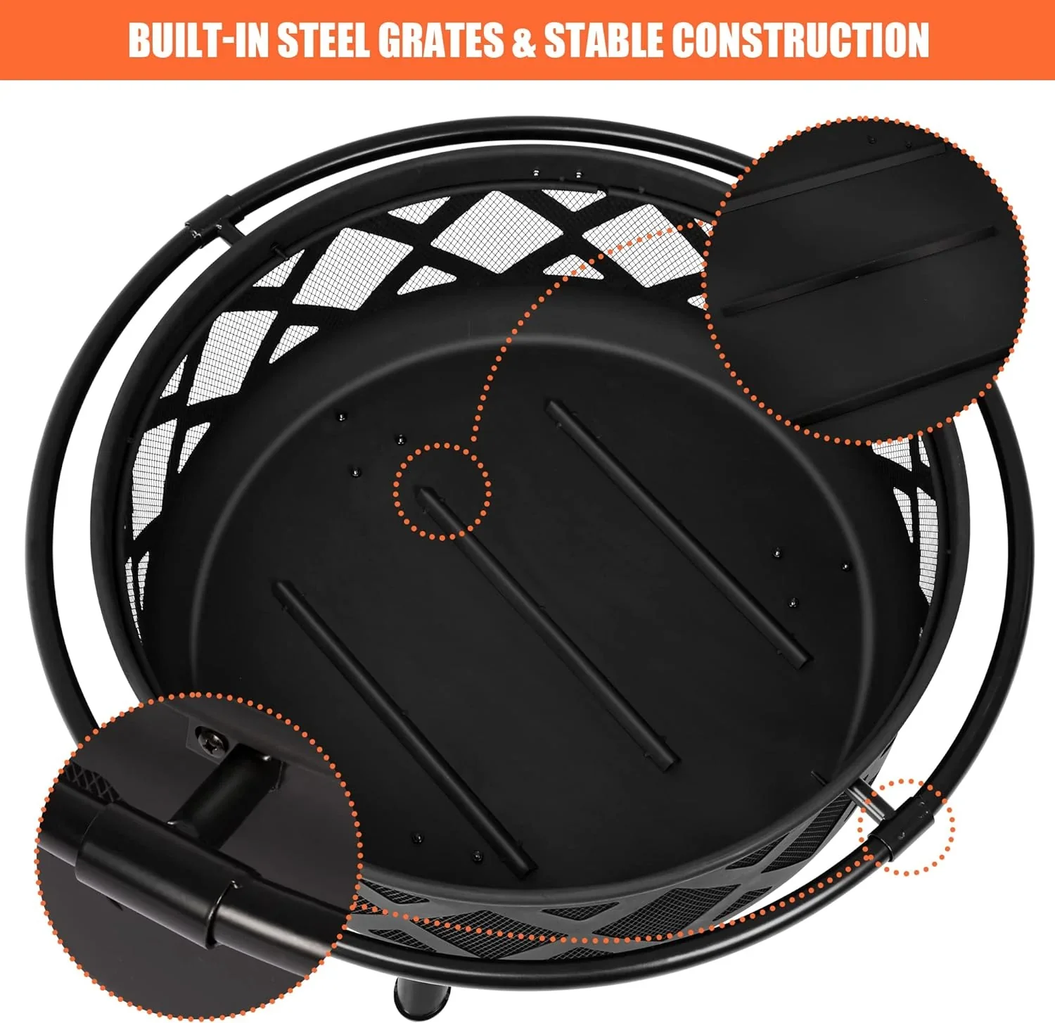 SUNCREAT 42-Inch Wood Burning Patio Fire Pit, Black, 42.1 Inch Diameter x 25.2 Inch High - Image 32 SUNCREAT 42-Inch Wood Burning Patio Fire Pit, Black, 42.1 Inch Diameter x 25.2 Inch High - Image 32