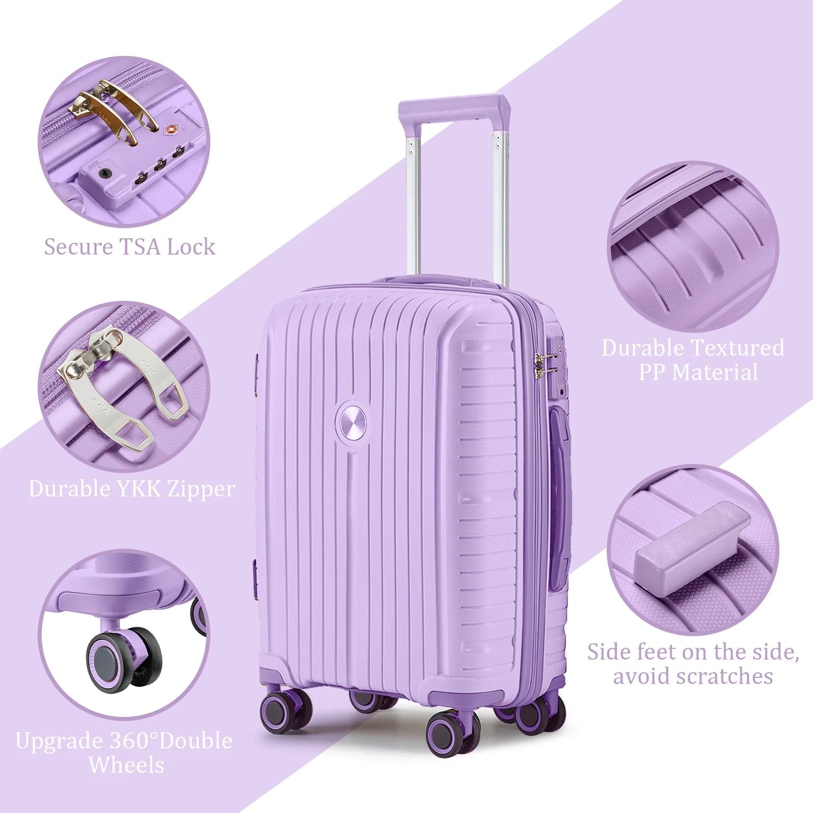 Joyway 5 Piece Luggage Sets Hardshell Lightweight Suitcase with TSA Lock Spinner Wheels-Orange - Image 14