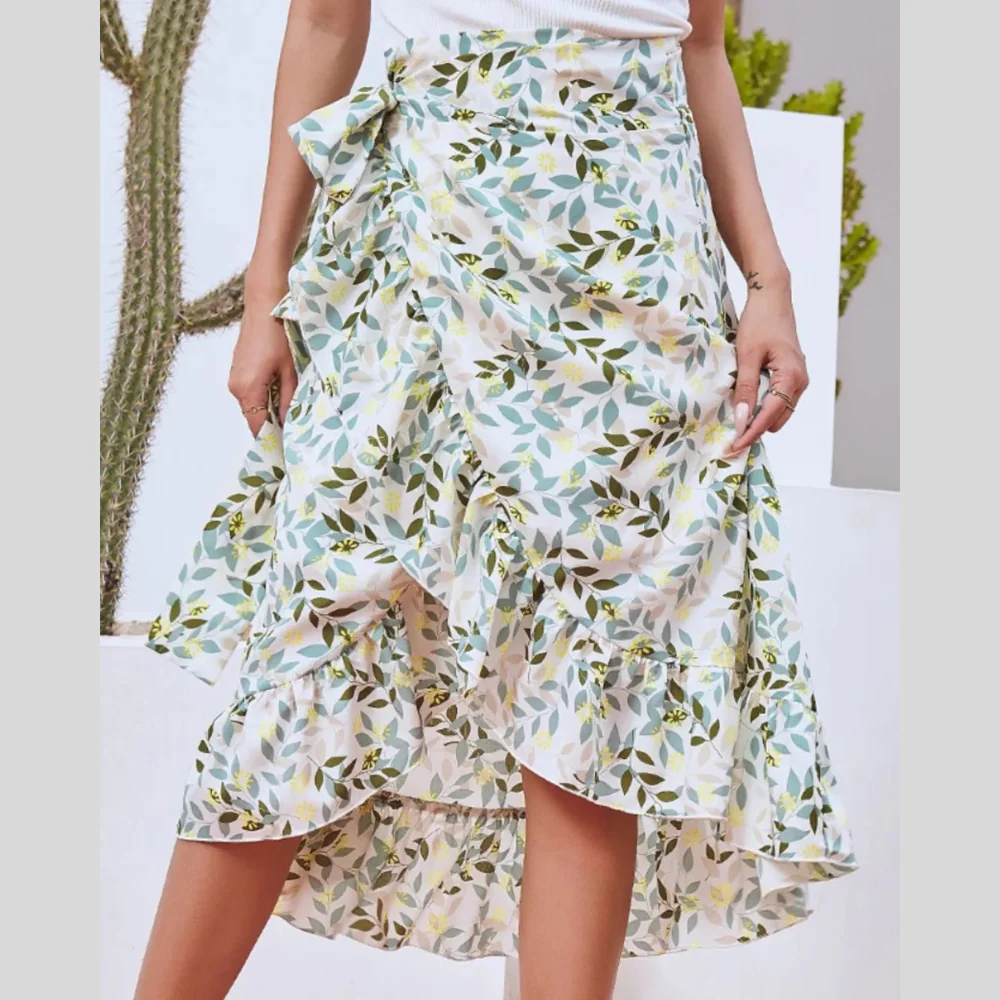 Printed Ruffled Midi Skirt - ZKZOOK