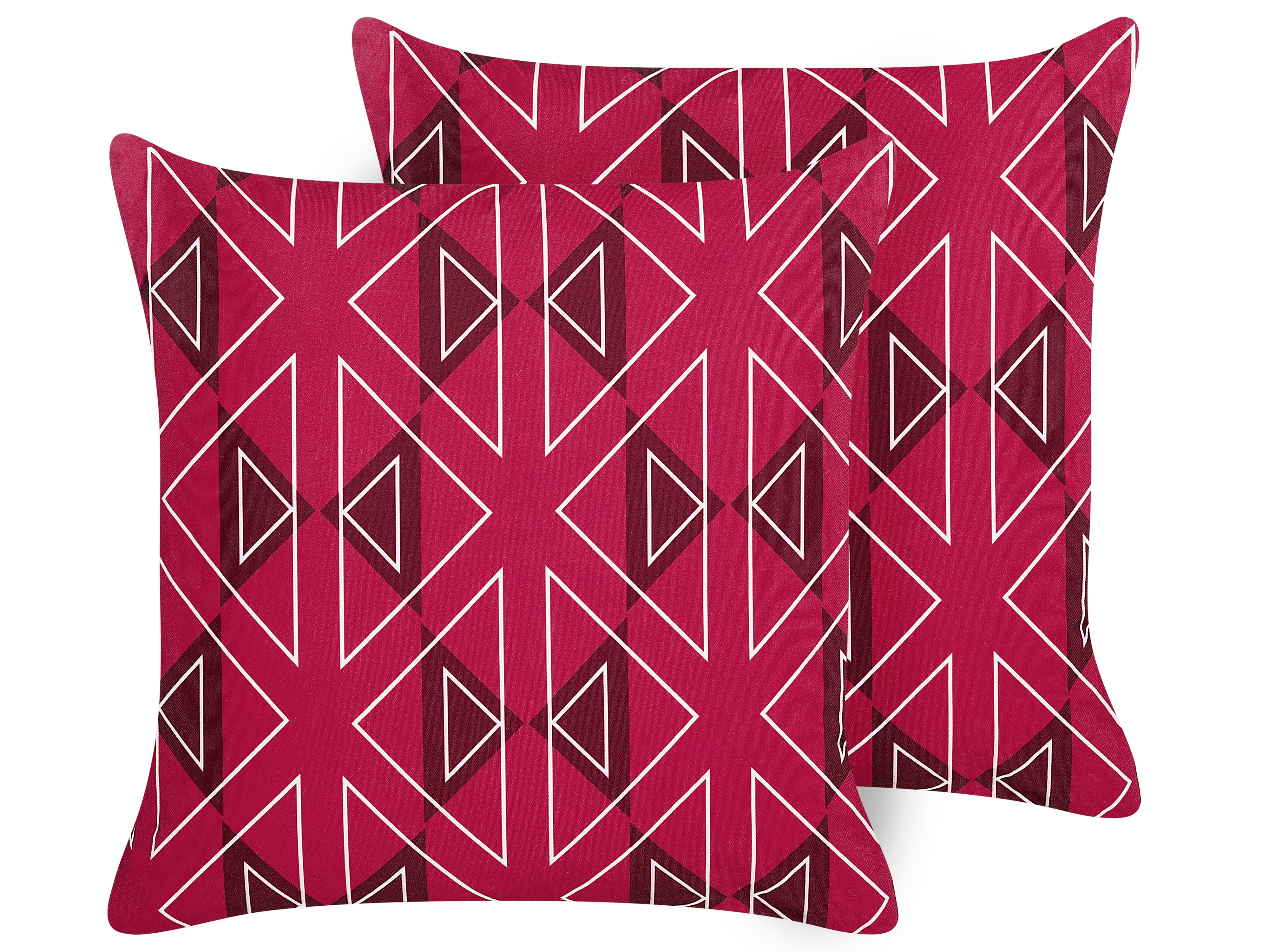 Set of 2 Outdoor Cushions MEZZANO Geometric Pattern 45 x 45 cm Pink