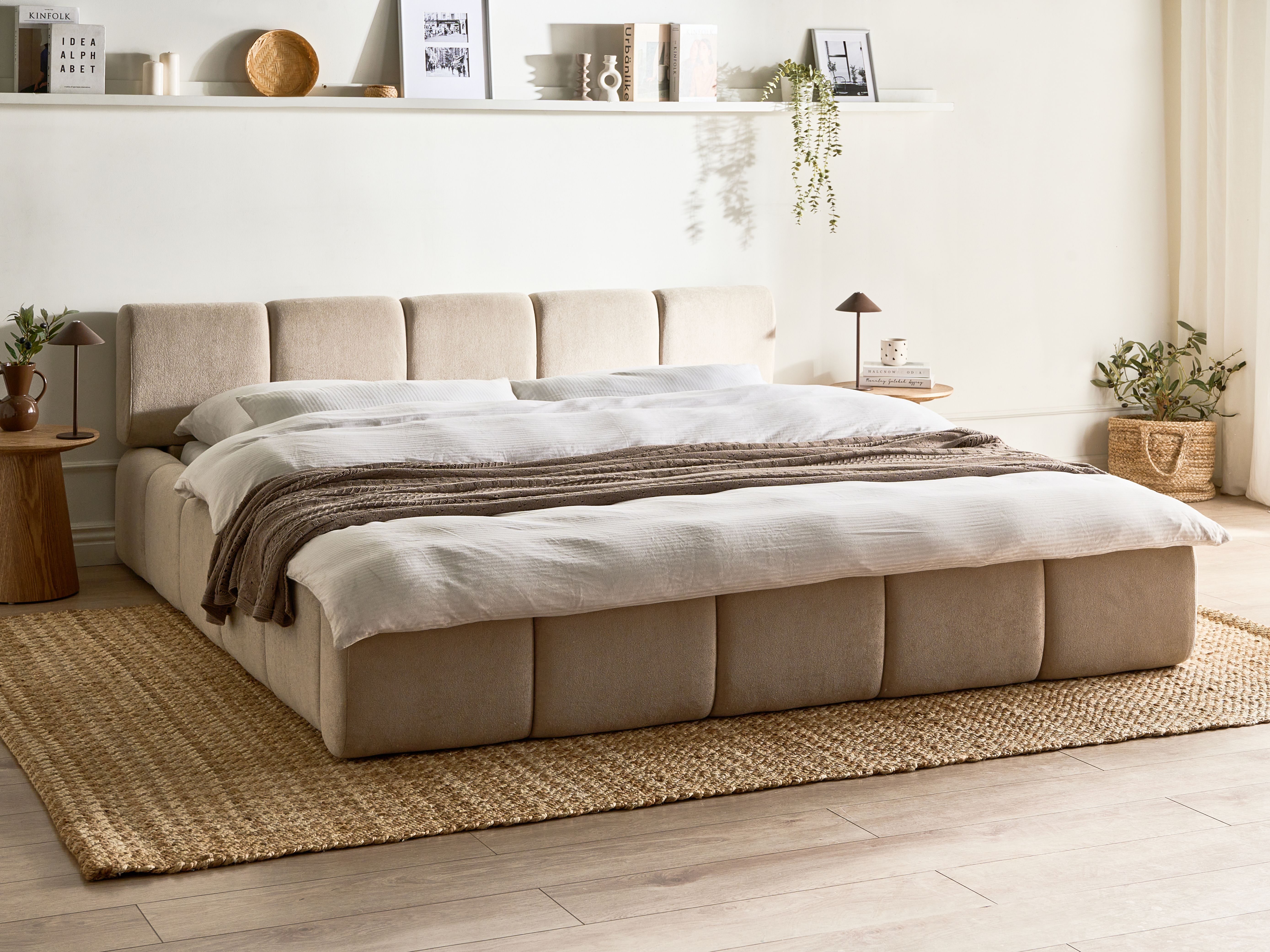 Bed Fabric ORVILLE 180 x 200 cm (EU Super King) Taupe