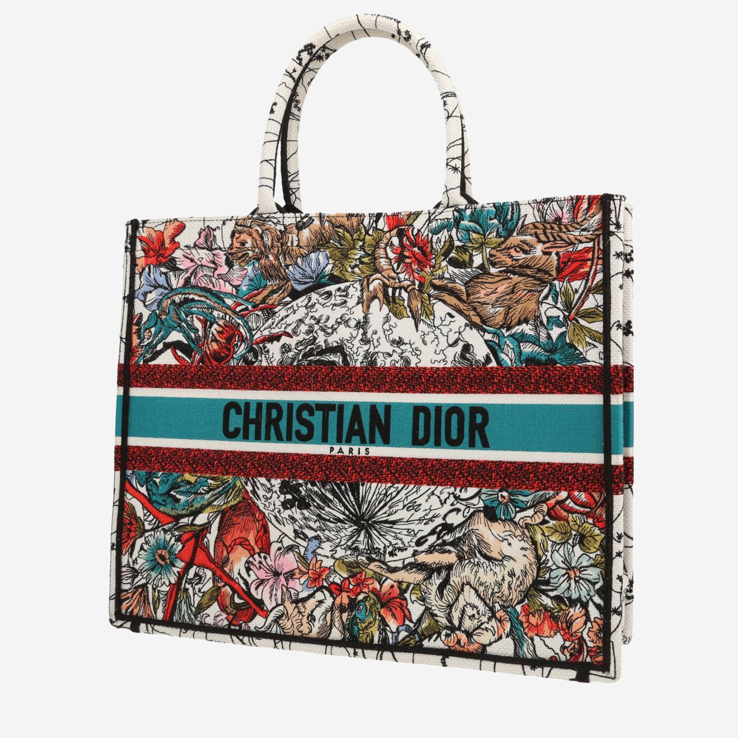 Dior Book Tote shopping bag in white and blue canvas