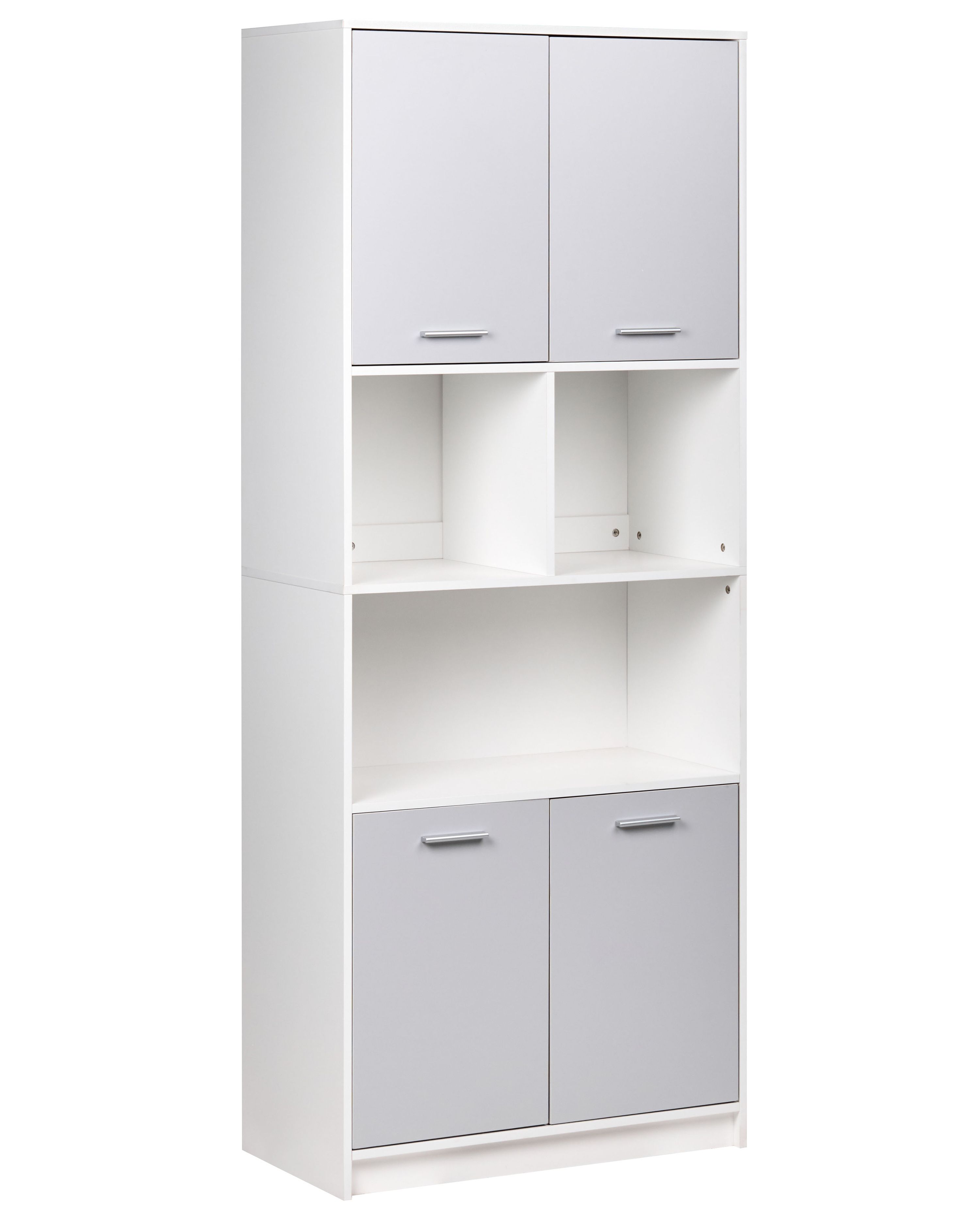 4 Door Bookcase ZEHNA Grey/ White