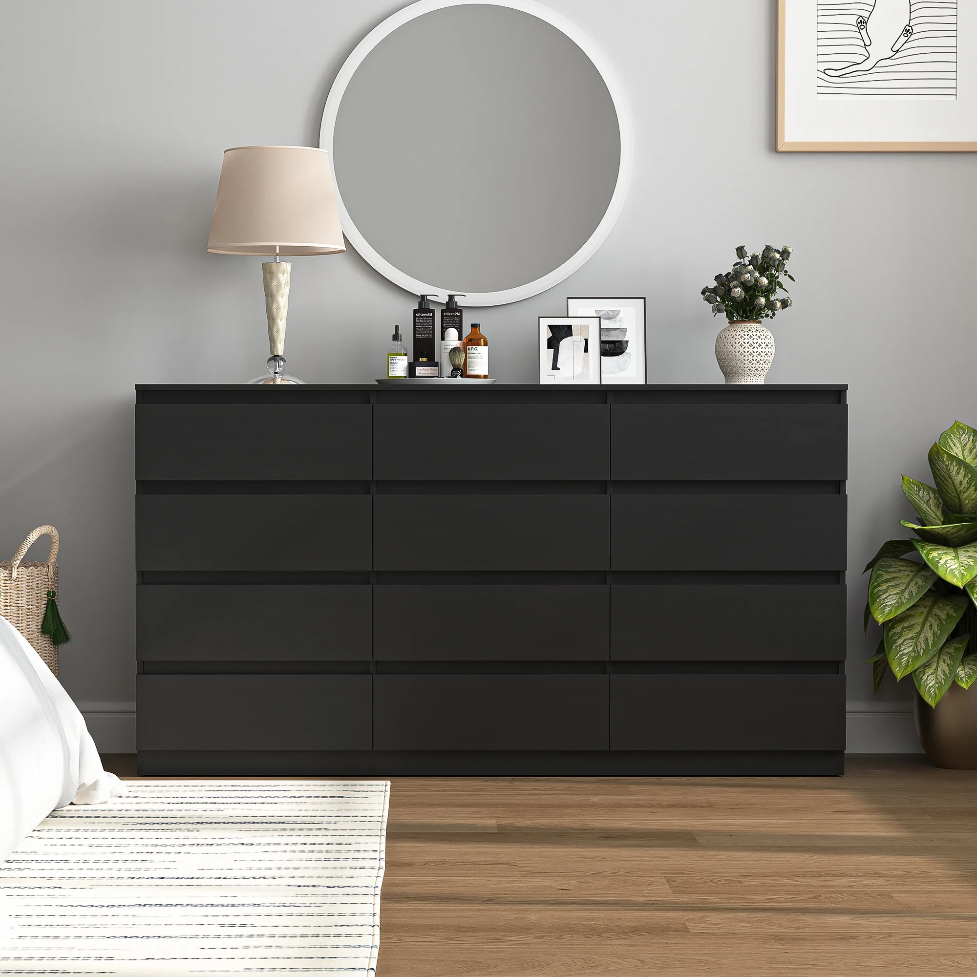 Kadyn White Chest of Drawer, 6 Double Drawer Dresser for Bedroom, Modern Storage Cabinet for Living Room, Dresser - Image 84