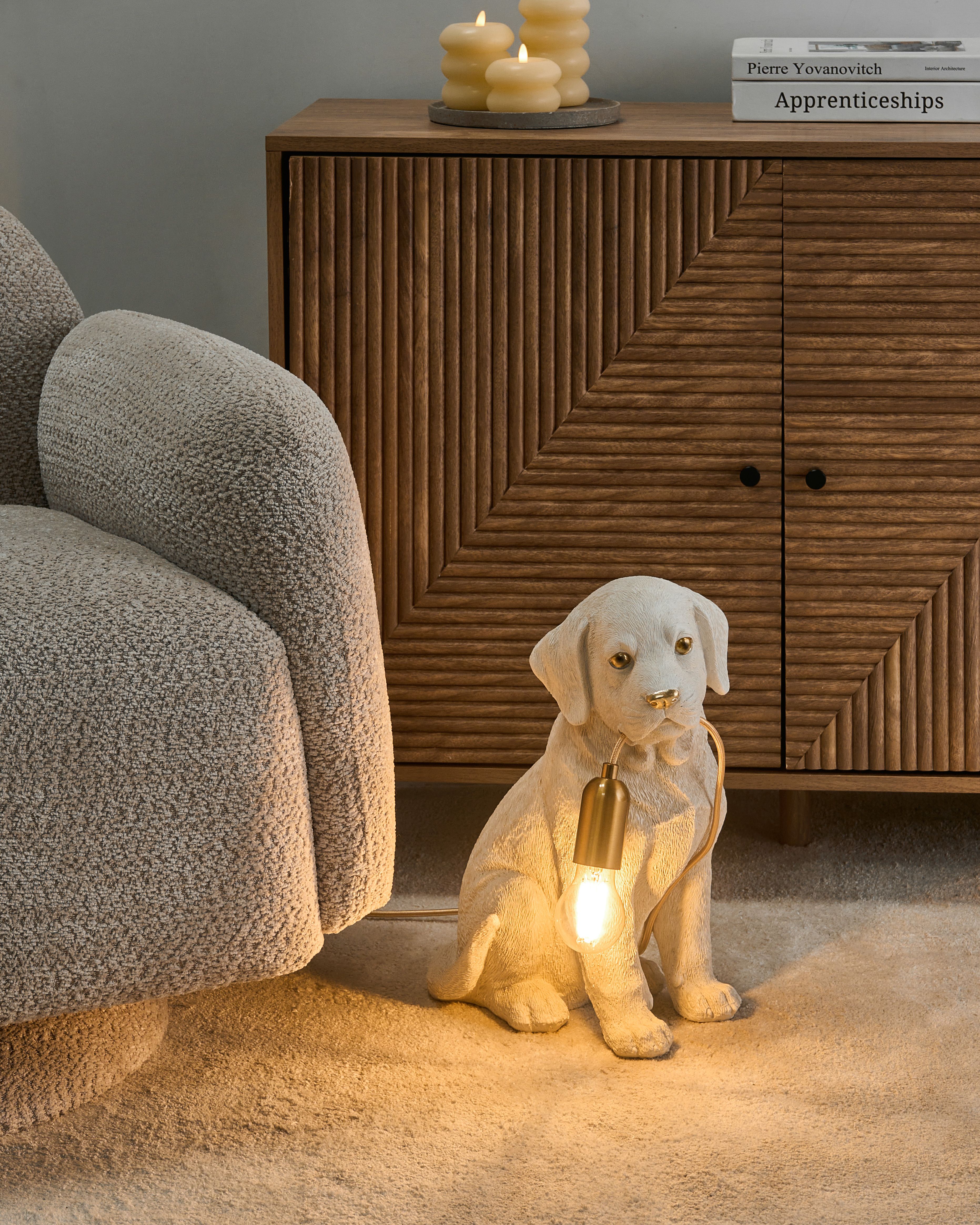 Table Lamp Dog LUCKY White