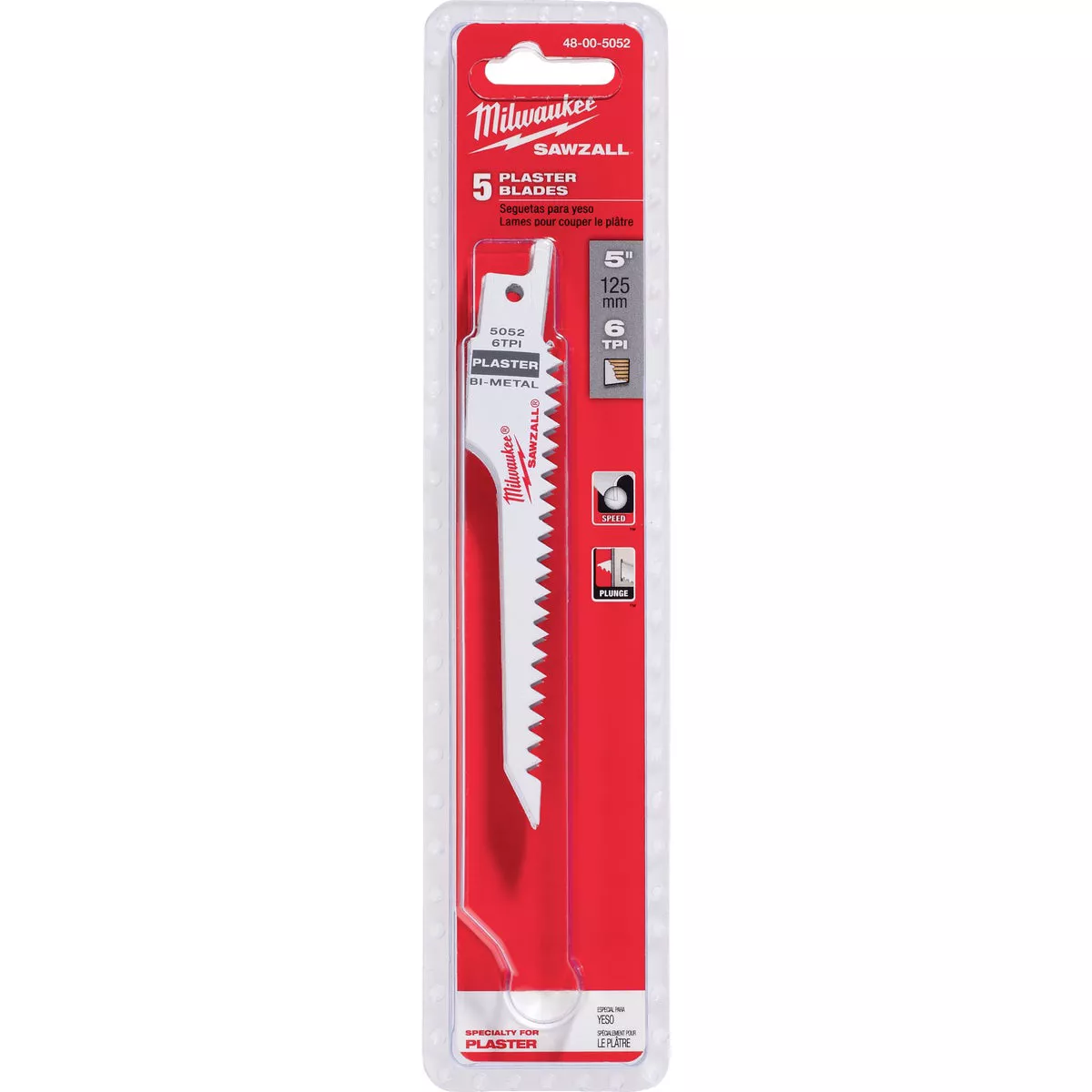Milwaukee SAWZALL 5 In. 6 TPI Plaster Reciprocating Saw Blade (5-Pack)