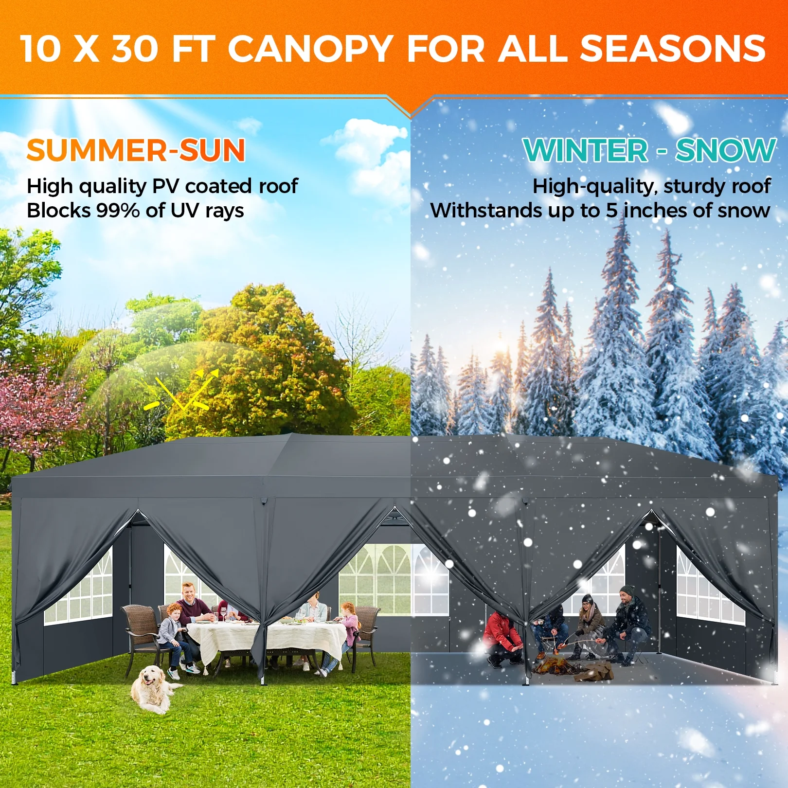 SANOPY 10'x10' EZ Pop Up Canopy Tent Outdoor Party Instant Shelter Portable Folding Beach Canopy with 4 Sandbag & Carrying Bag, Black - Image 66