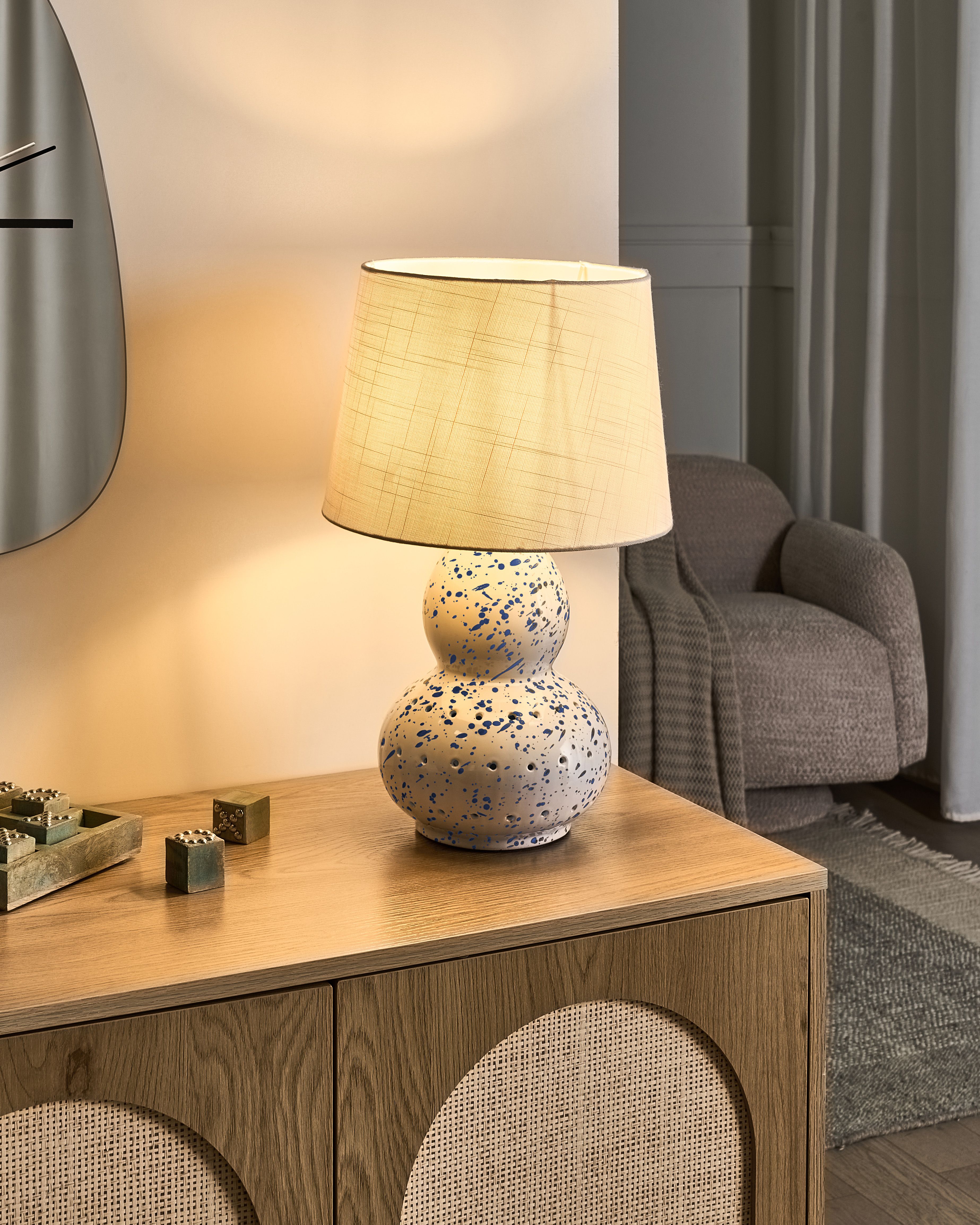 Table Lamp MACAL Ceramic White/ Blue