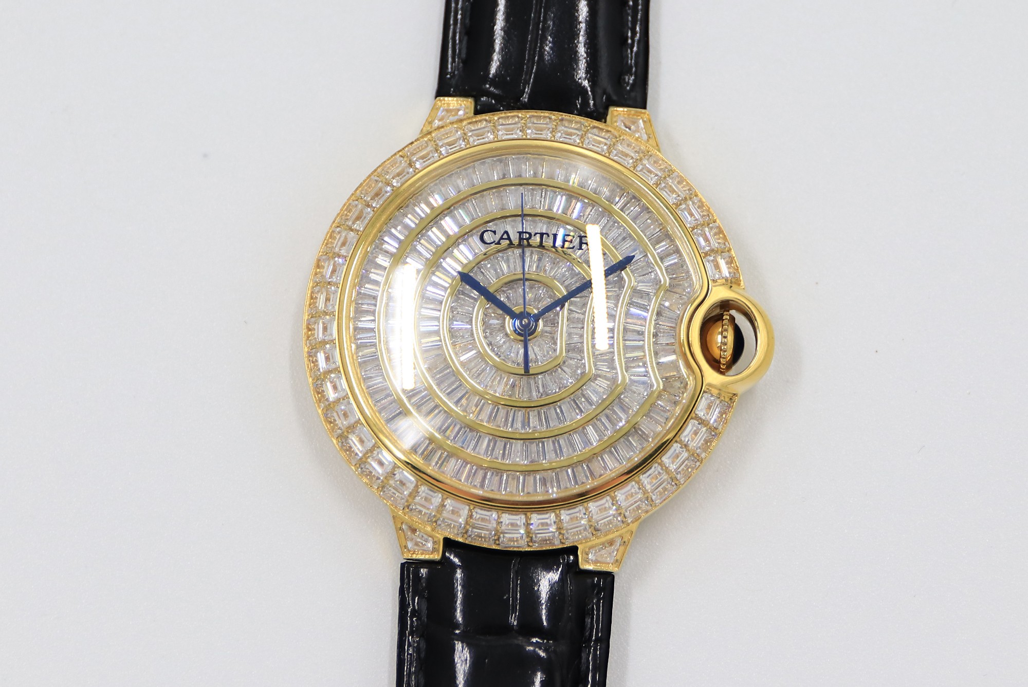Cartier Blue Balloon Square Diamonds Sky Star Watch - Gold - Leather(1:1 replica) - Top club