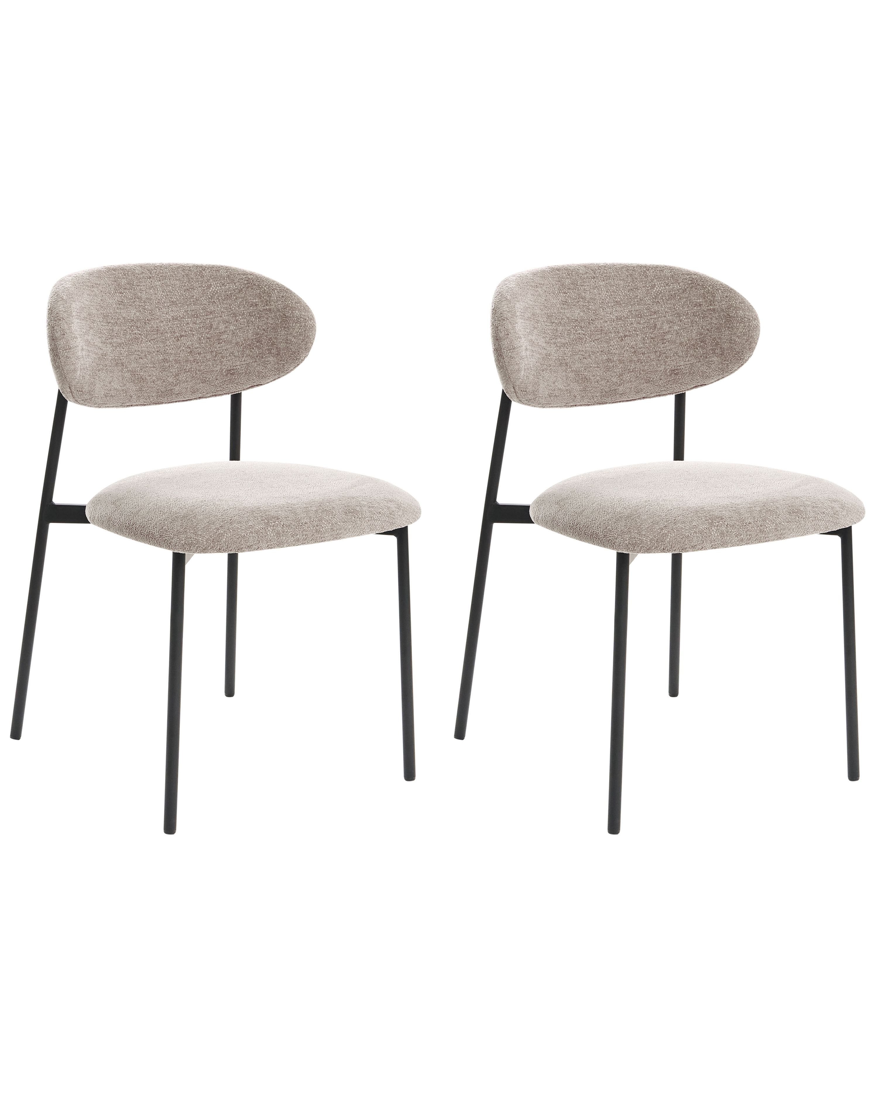 Set of 2 Dining Chairs COWLEY Chenille Taupe