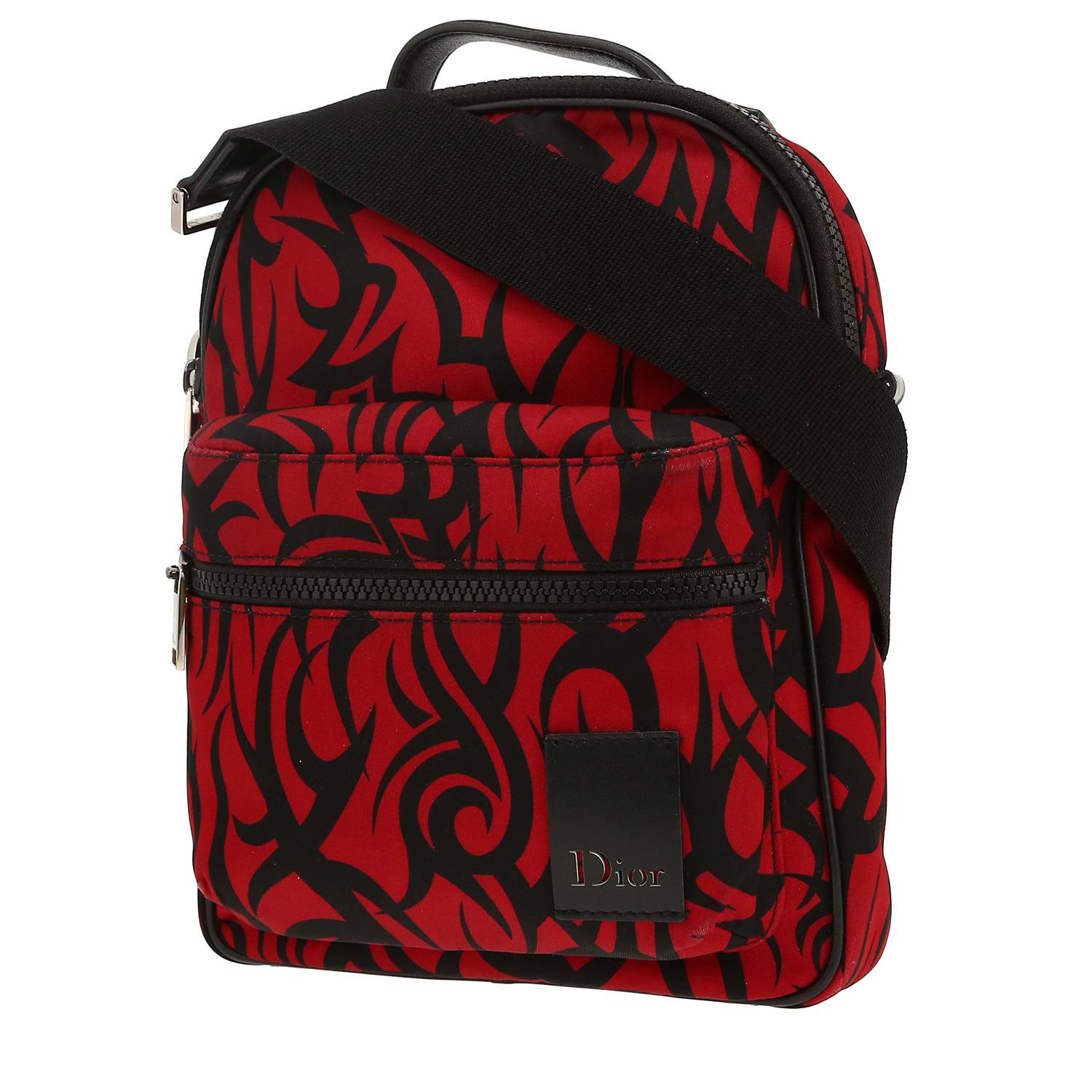 Dior shoulder bag in red and black canvas