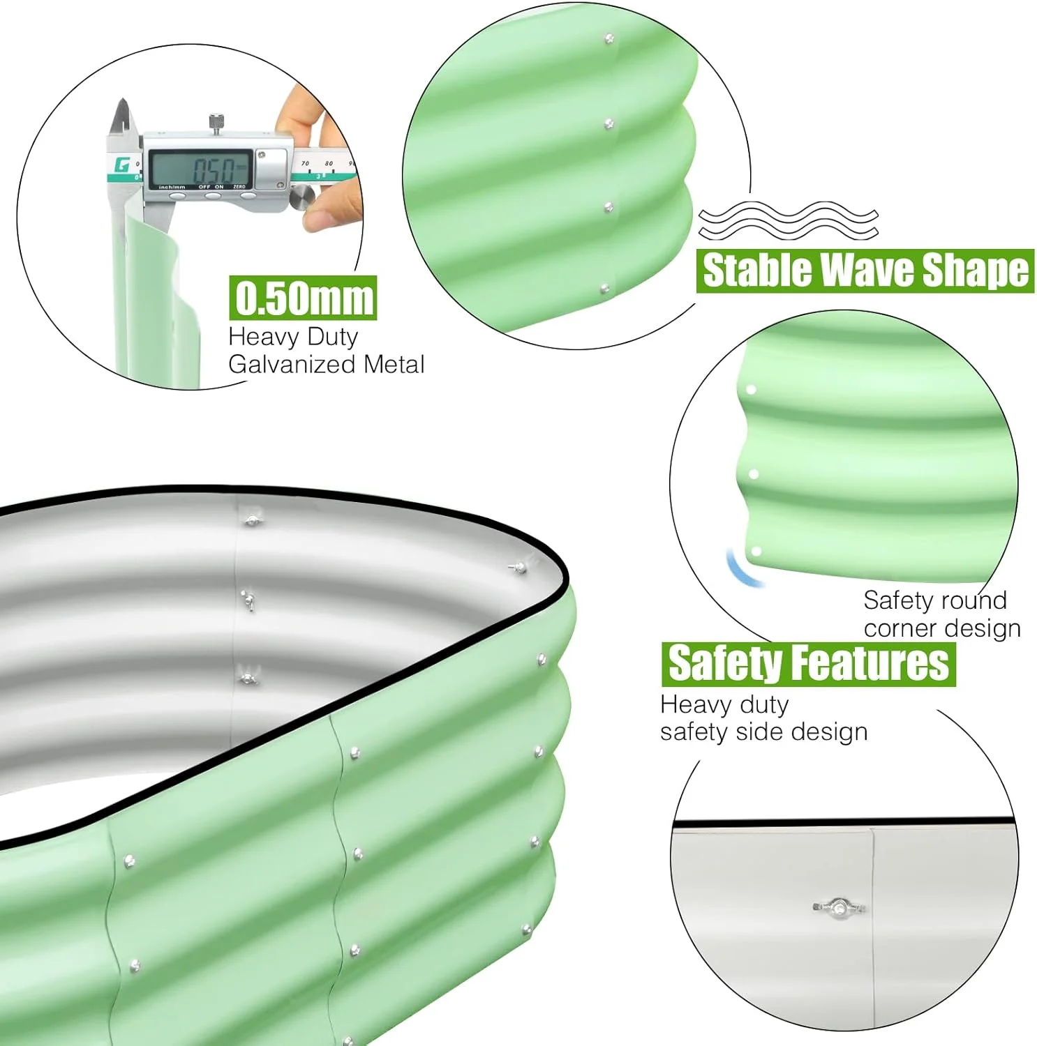 Galvanized Raised Garden Bed Outdoor, 2 Pcs 4x2x1ft Oval Metal Planter Box for Planting Plants Vegetables, White