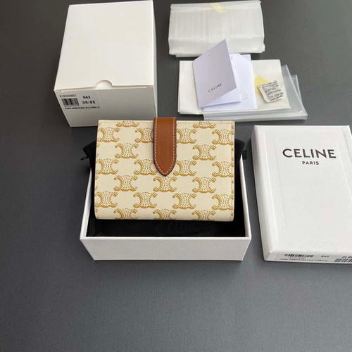 Celine TRIOMPHE logo medium sheep leather wallet