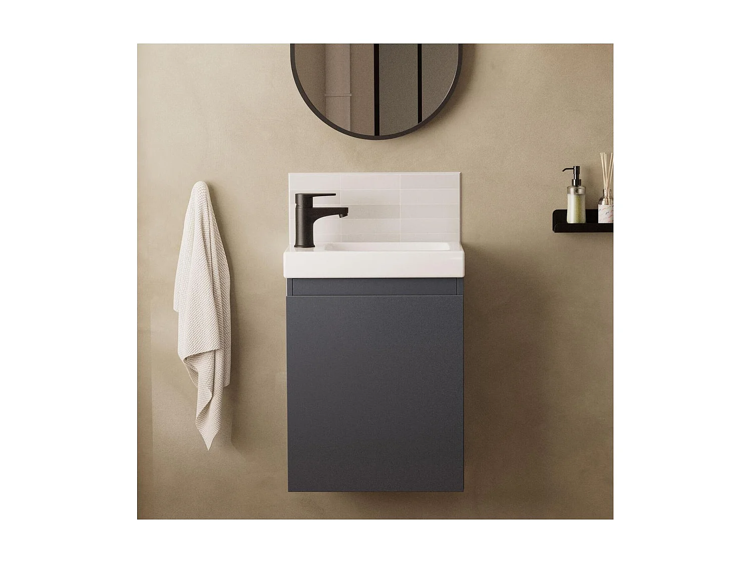 Meuble lave-mains LISA + robinet noir