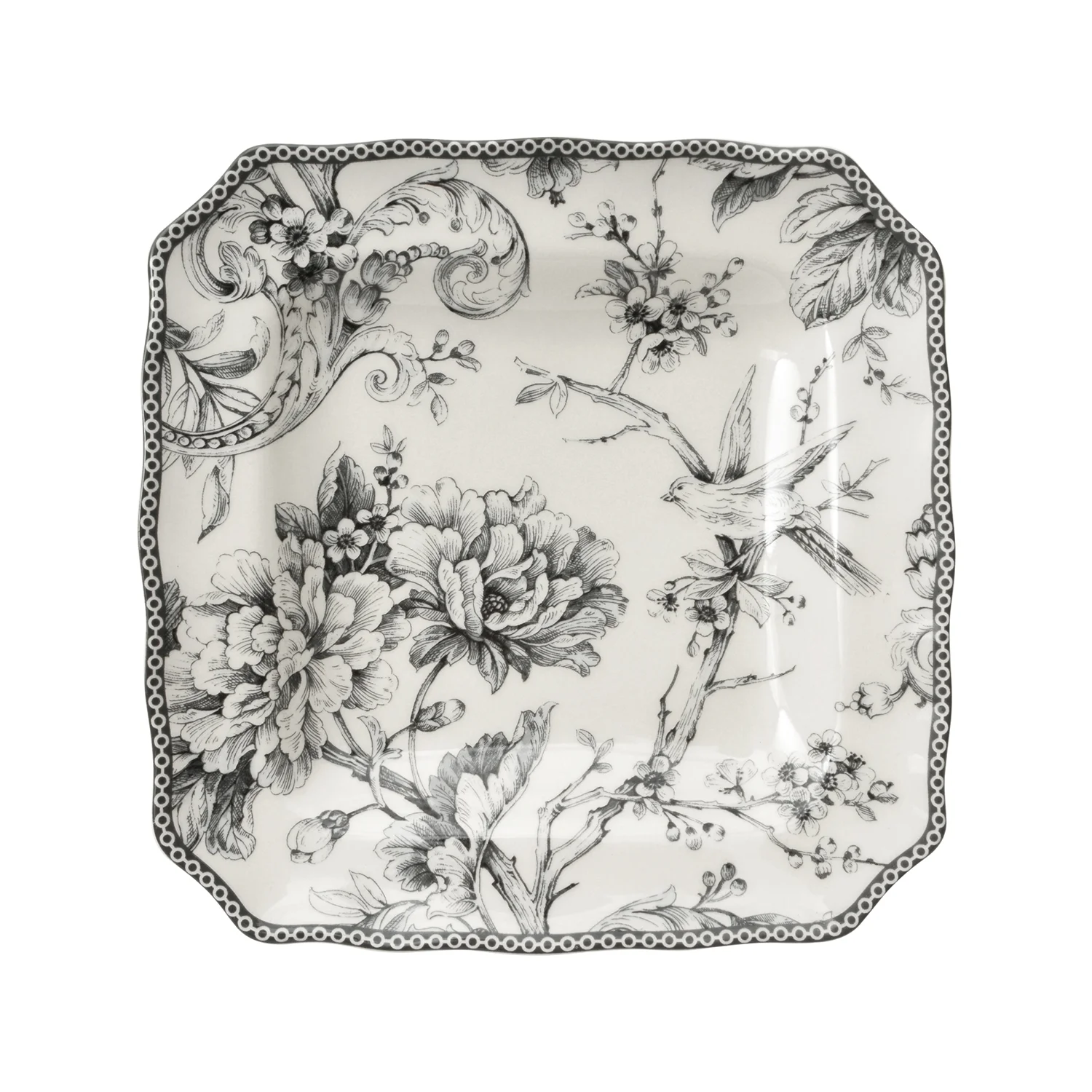 222 Fifth Adelaide Round 16-Piece Porcelain Dinnerware Set, Black Toile - Image 21