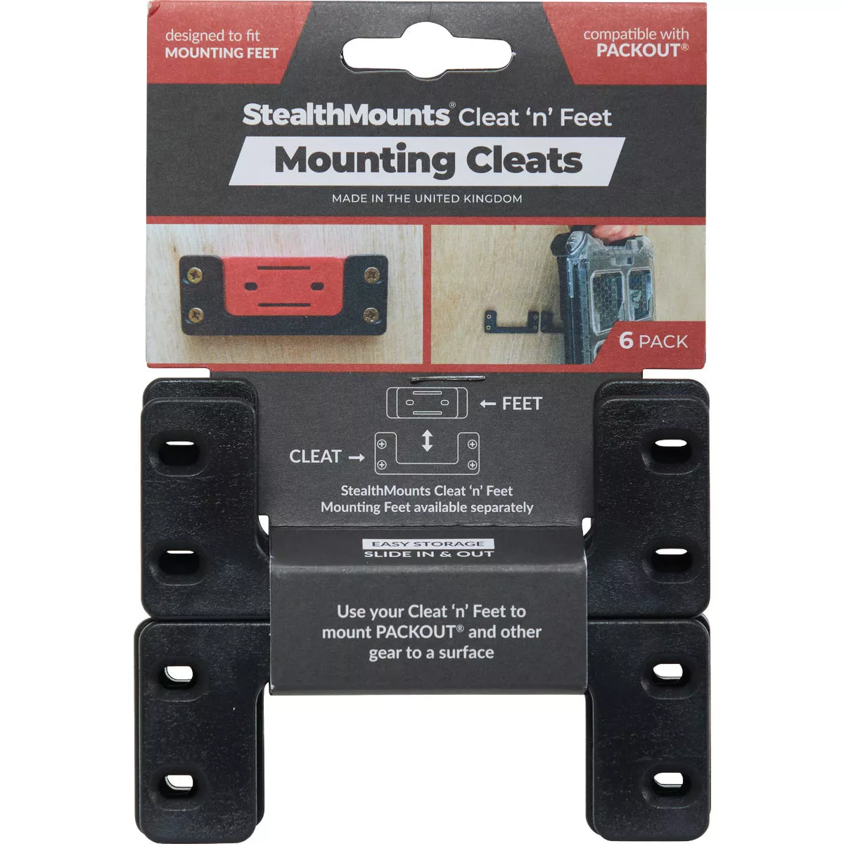 StealthMounts Cleat n' Feet Mounting Cleats Compatible with Milwaukee PACKOUT (6-Pack)