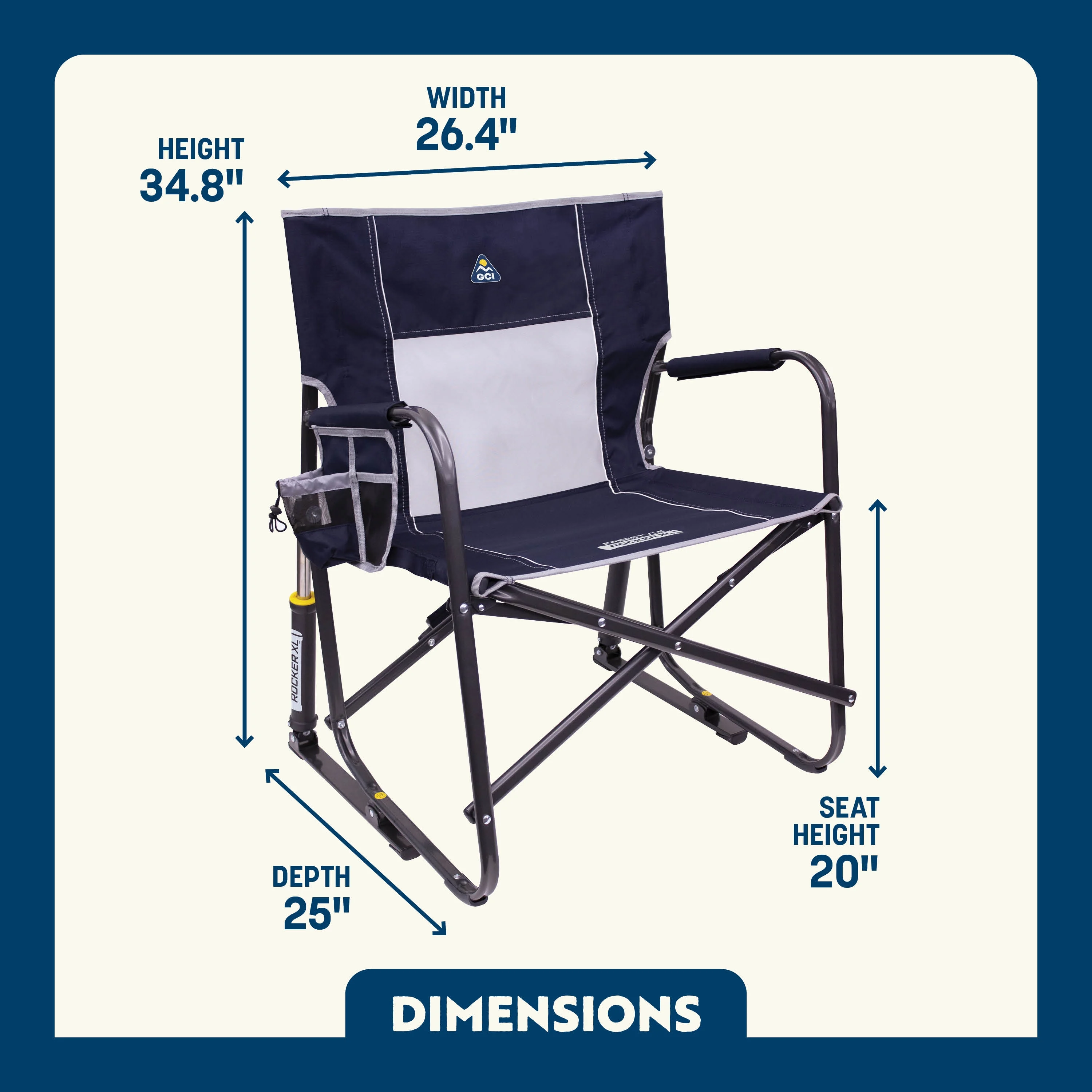 GCI Outdoor Freestyle Rocker XL Oversized Foldable Rocking Camp Chair, Pewter - Image 36