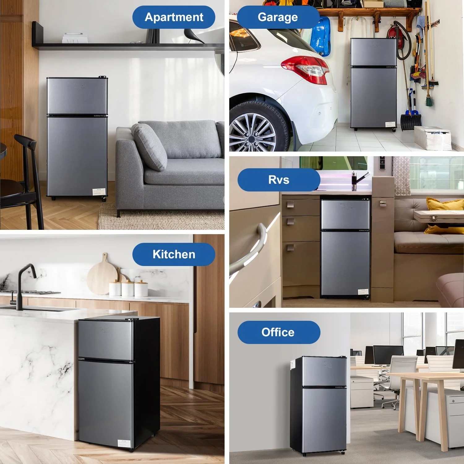 GGTB 2.5 Cu.Ft Compact Double Door Mini Fridge - Top Freezer & Bottom Refrigerator, 7-Level Precision Cooling | Ideal for Dorm, Bedroom, Office & Small Spaces - Image 4